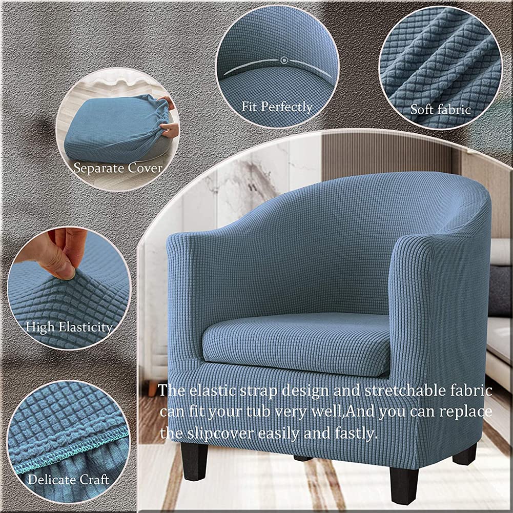 Fodere Per Sedie A Vasca In 2 Pezzi Con Fodera Cuscino – Elasticizzate, Lavabili, Tessuto Jacquard, Copertura Antimacchia, Marrone - 3