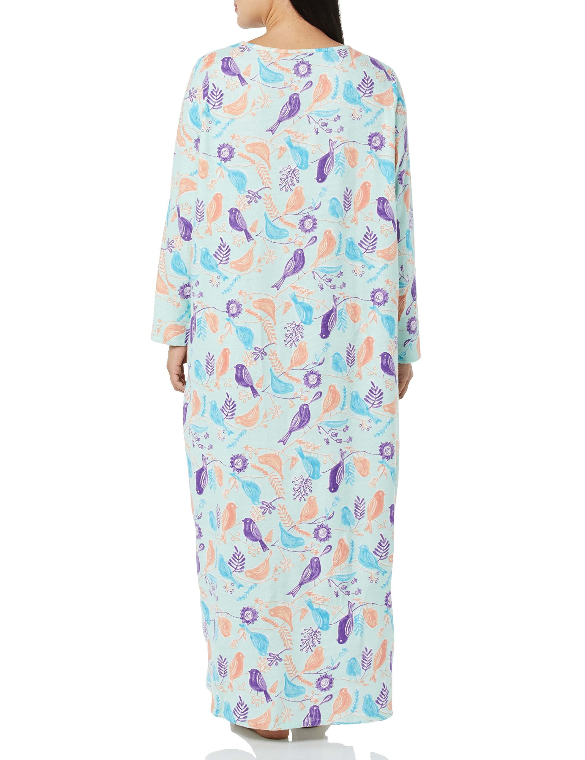Camisón de franela de longitud completa para mujer, camisón ligero y cálido de algodón para dormir