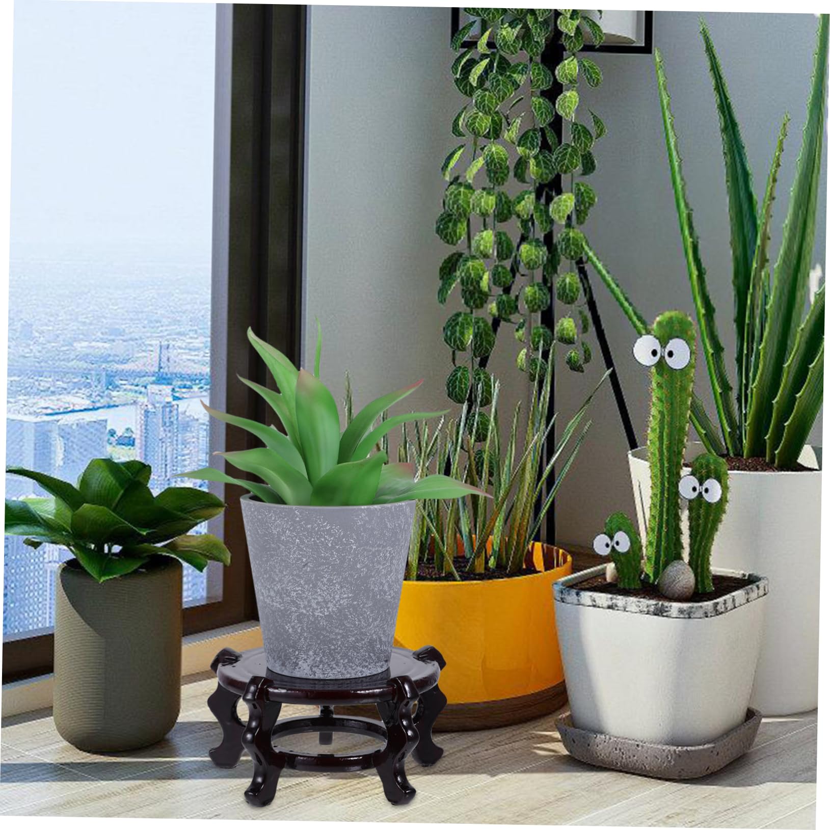 TOYANDONA Soporte para Macetas de Madera Marrón Diseño Versátil y Ahorro de Espacio Base Redonda Paquete de 2 Unidades para Exhibición Creativa de Jarrones y Flores en Interiores