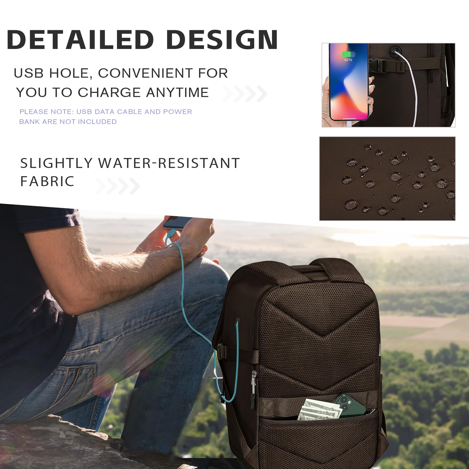 Hayayu Zaino Per Ryanair 40x20x25, Zaino Da Viaggio Aereo Bagaglio a Mano 40x30x20 per Wizzair Easyjet,Borse Da Cabina Zainetto Donna Uomo Zaini Da Viaggio Con Foro USB