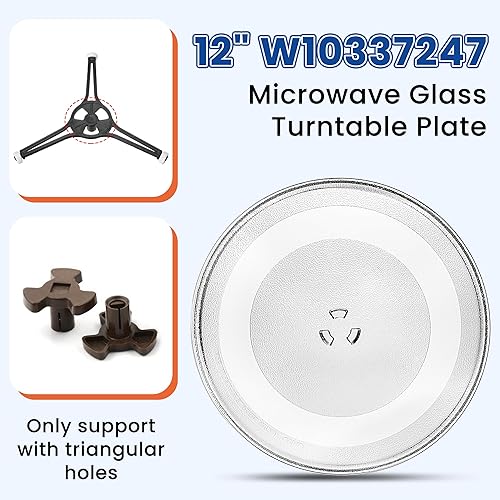 Miniatura 5 de Placa giratoria de vidrio para microondas W10337247 de 12 pulgadas para placa de vidrio de microondas Whirlpool - Reemplace la bandeja de vidrio