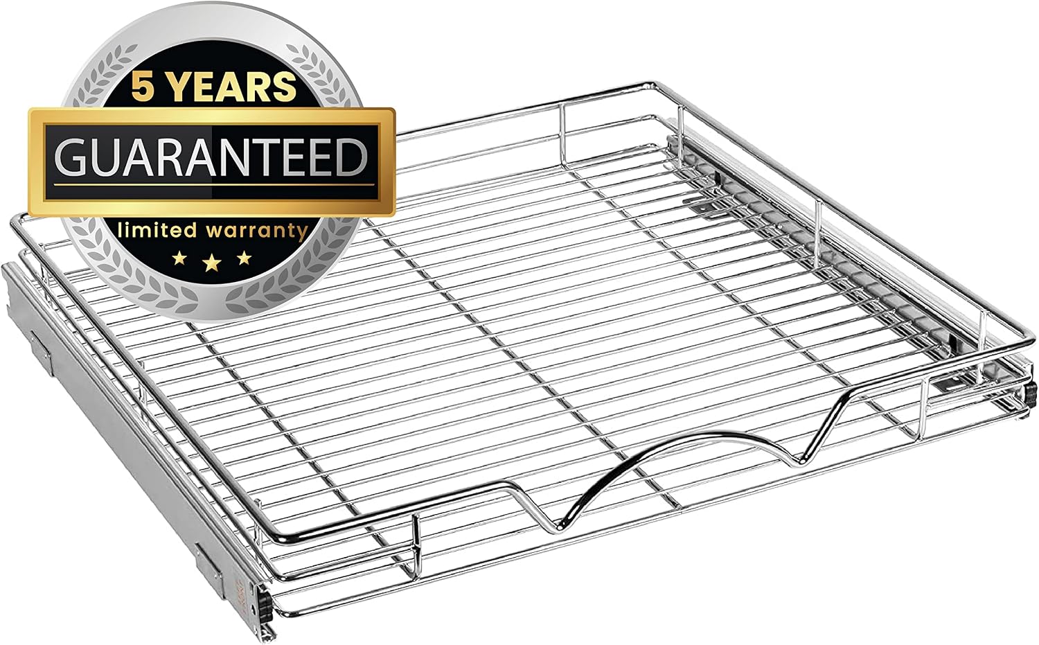 HOLD N' STORAGE Pull Out Drawer Cabinet Organizer, Heavy Duty-with 5 Year Limited Warranty -22”W x 21”D - Requires At Least a 23-1/4” Cabinet Opening, Chrome Finish