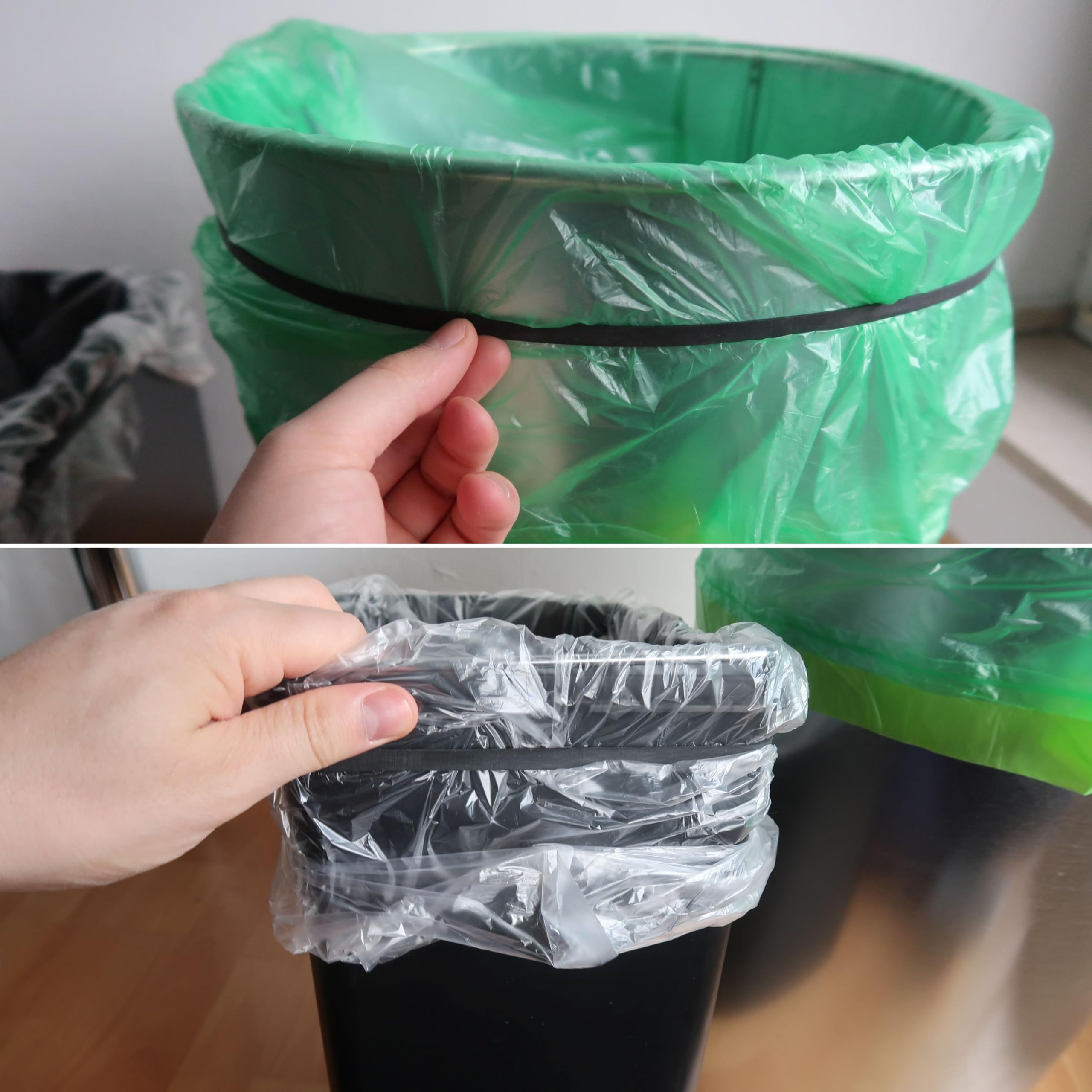 Wymienny gumowy pierścień do koszy na śmieci, 12 szt, kompatybilny z koszami na śmieci WESCO z indywidualnym wkładem, 120 x 10 x 1,5 mm, w kolorze Czarnym, również do innych koszy na śmieci