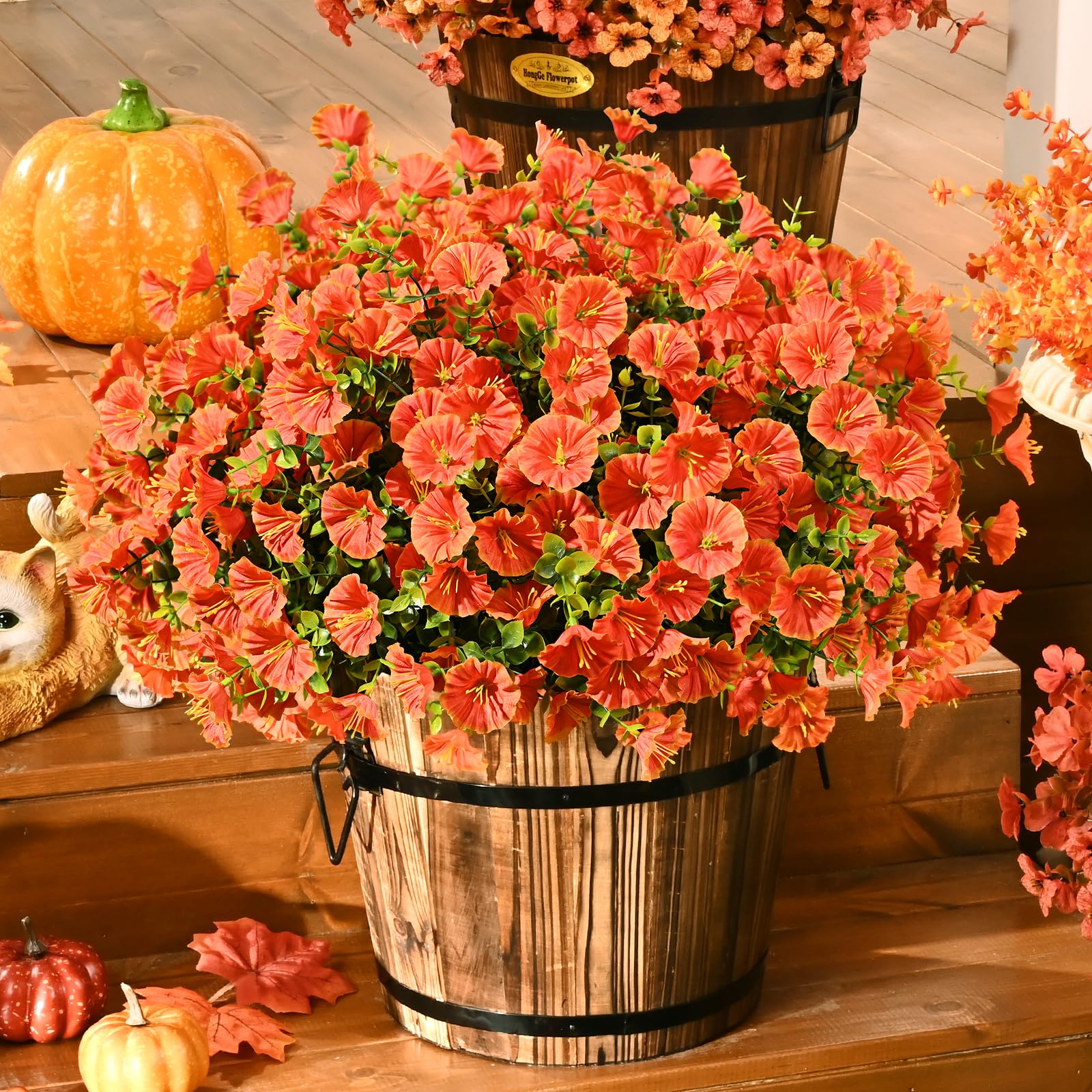Waipfaru Fiori autunnali artificiali per decorazione, 36 fasci di fiori finti autunnali, petunie artificiali resistenti ai raggi UV, per esterni, decorazione per la casa, portico, vaso non incluso