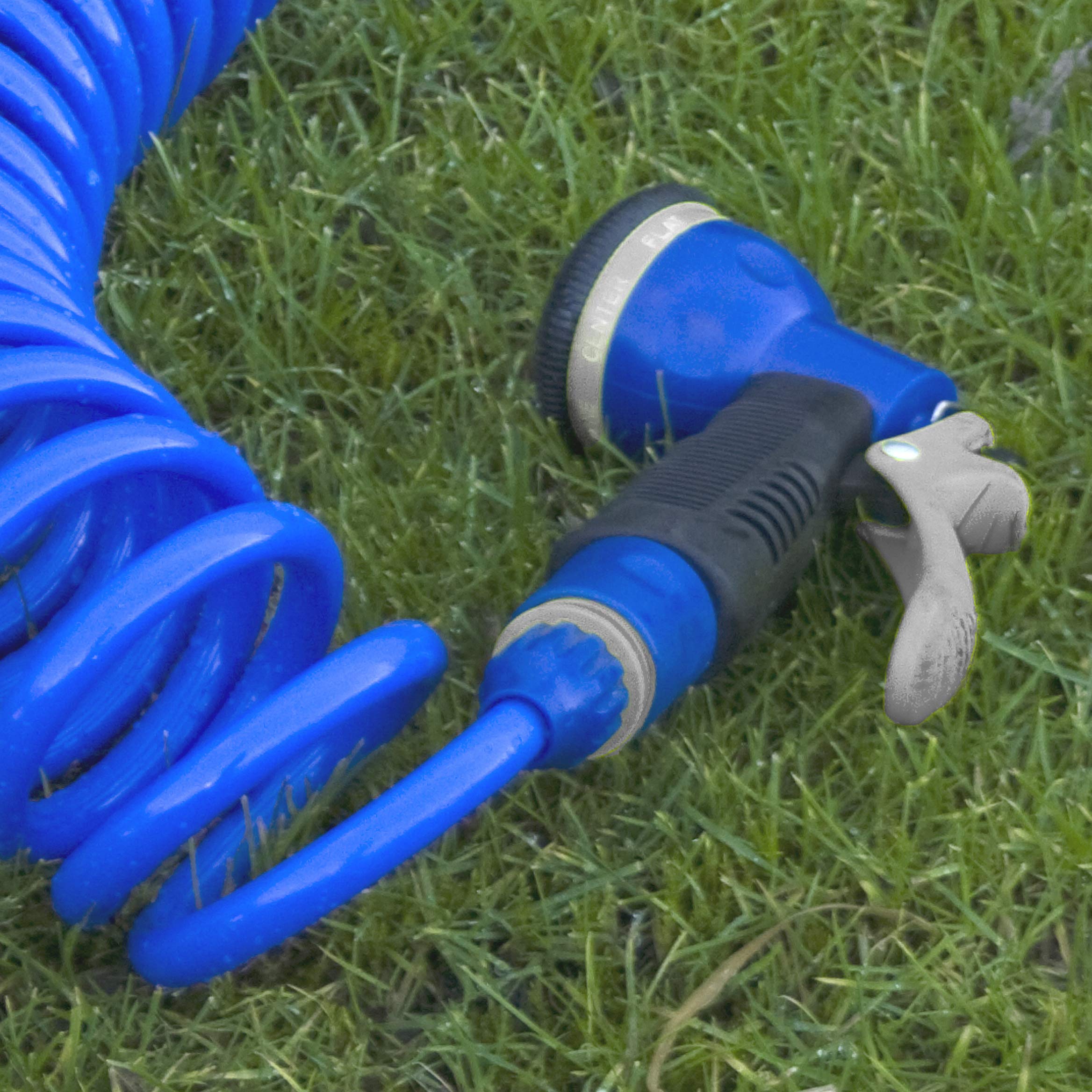 TATAY Kit de tuyau spirale de 15 m avec accessoires en plastique anti-UV, idéal pour terrasses et petits jardins.