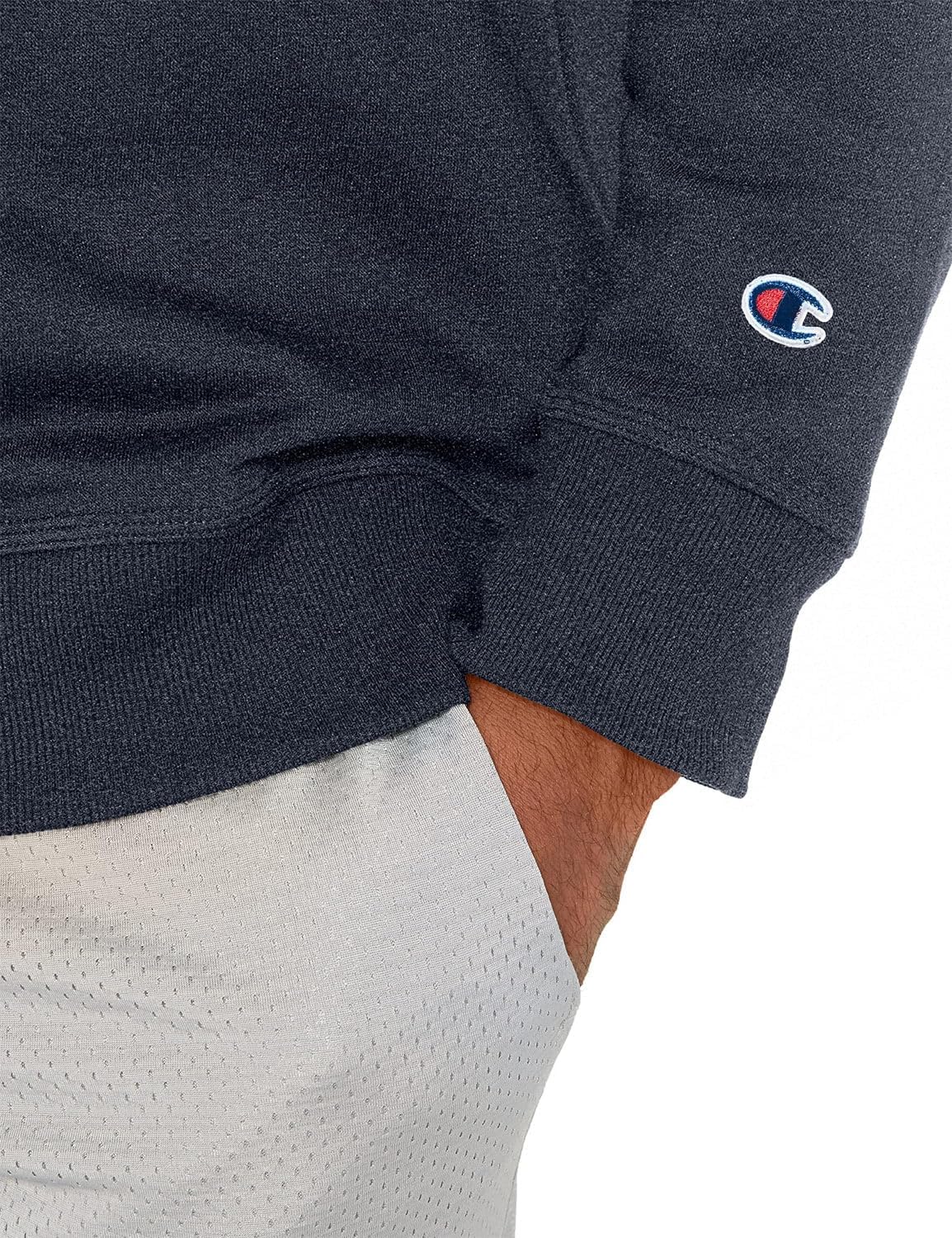 Champion, Powerblend, Fleece, Crewneck Sweatshirt for Men (Reg. Or Big & Tall) X-Large Navy Heather C Logo