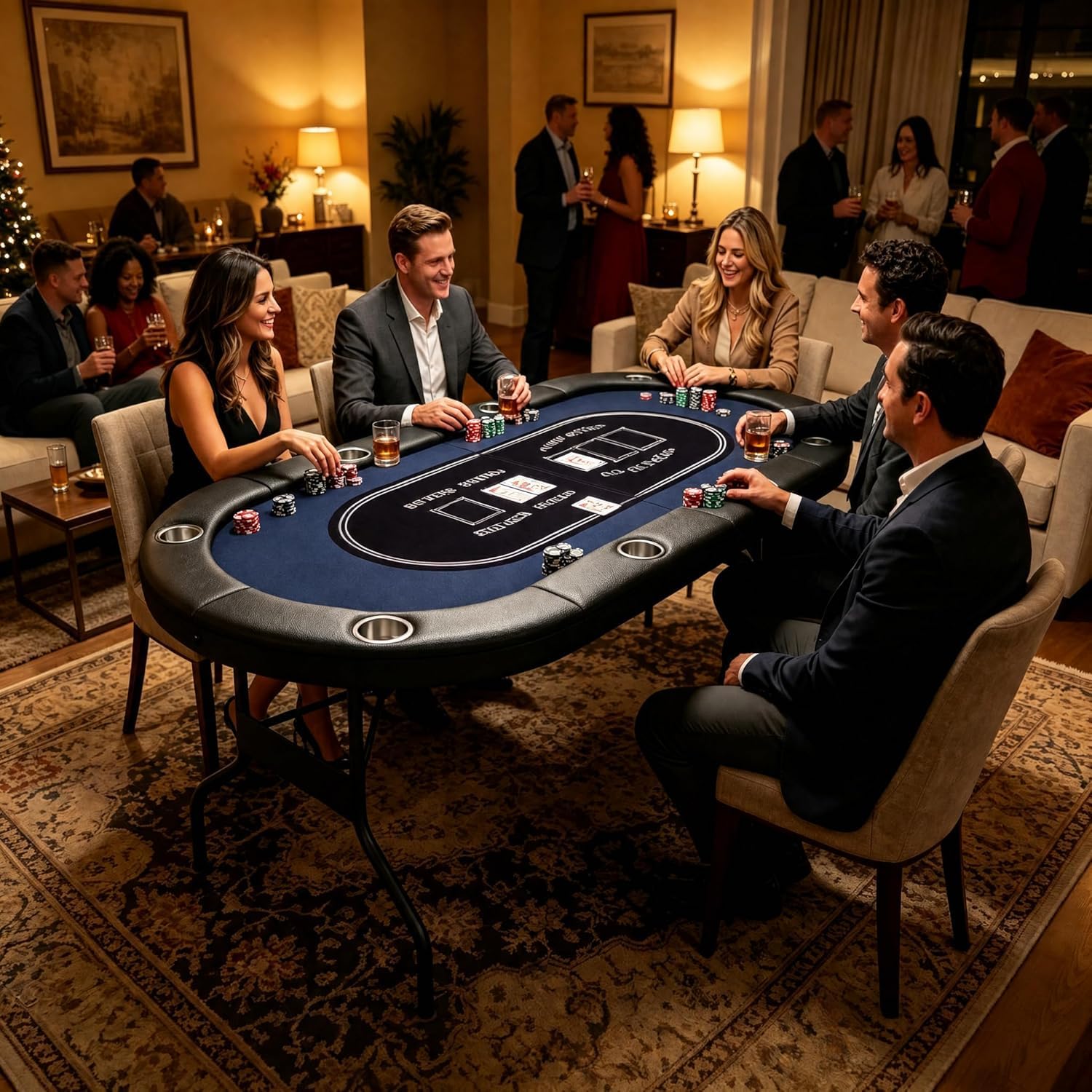 Hotsizz Mesa de Poker Plegable 8 Plazas - 181 × 81 × 74 cm, Diseño de Mesa Poker de Casino Profesional, Equipado con Portavasos acolchados y gruesos, ideal para familiares y amigos