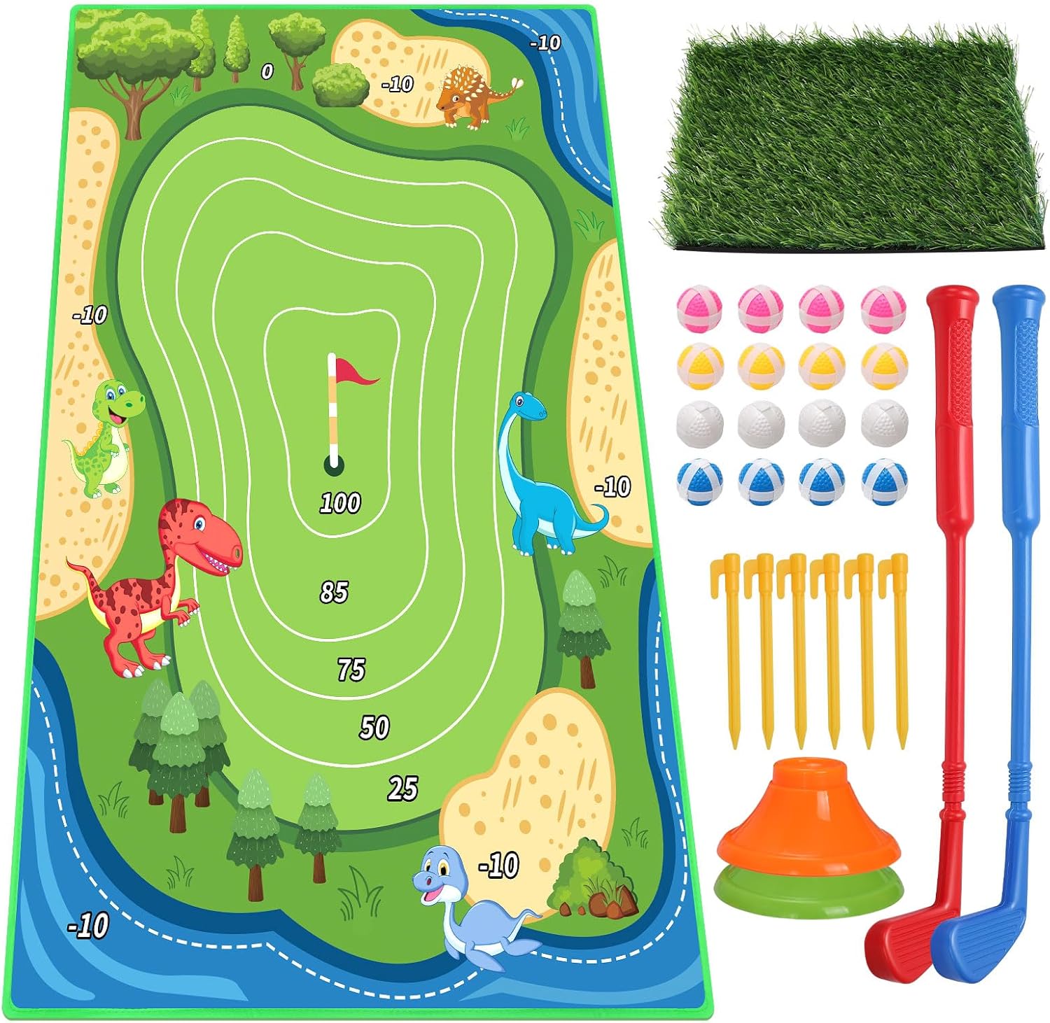 Golf Training Mat,Golf Chipping Game Set Training Mat with 16 Grip