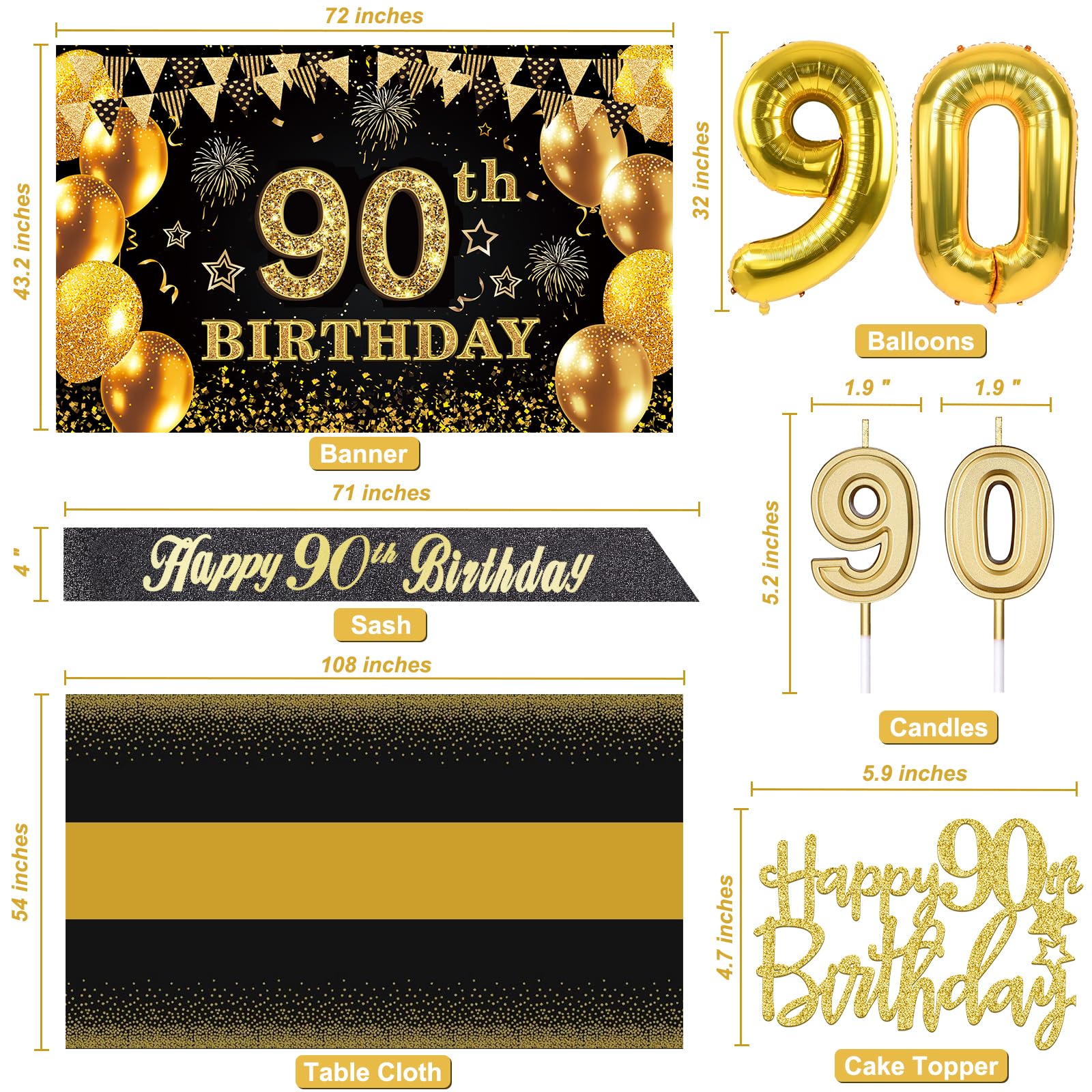 Snapklik.com : 90th Birthday Decorations Men Women