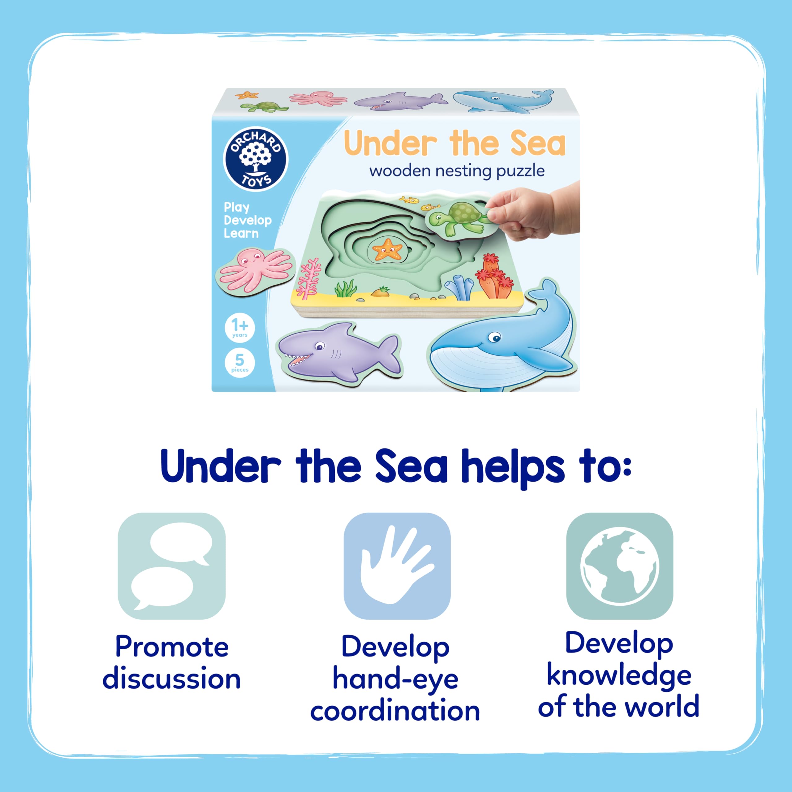 Orchard Toys Under The Sea Wooden Nesting Puzzles For Kids 1 Year For Educational Early Learning. Ocean Theme - Image 4