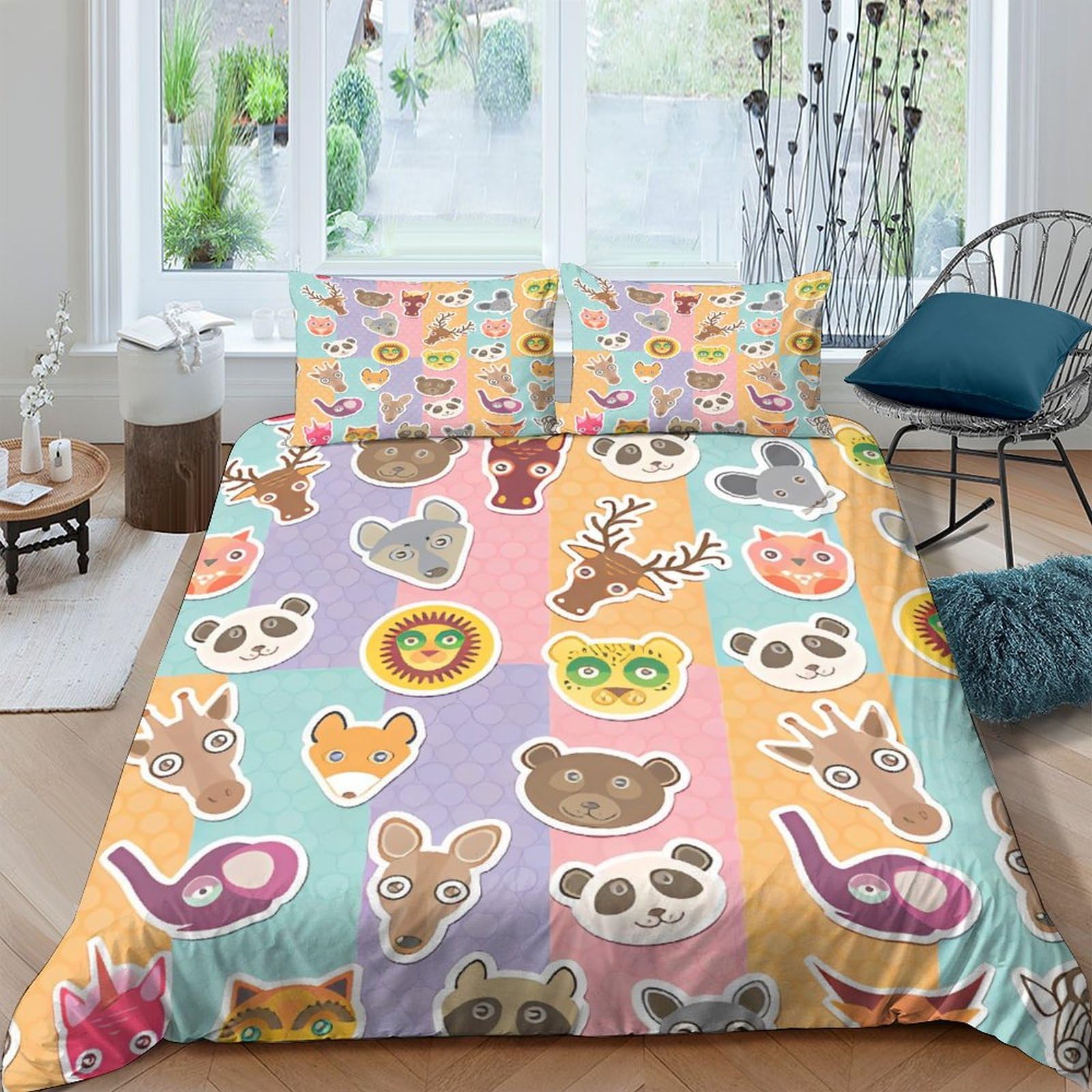 Housses de couettes 3D Panda Lion pour adultes et enfants avec taies parure de lit 220x240