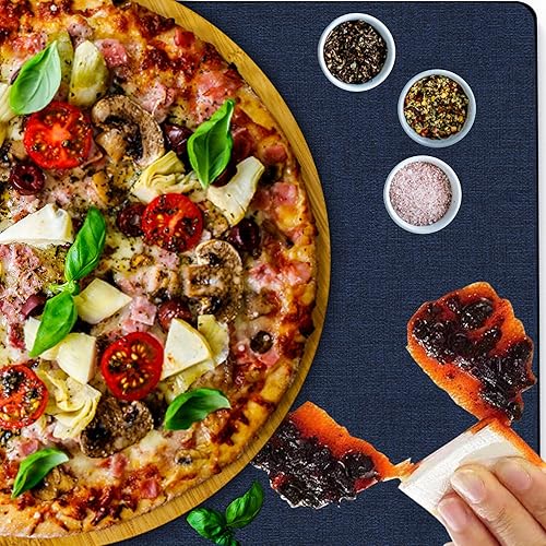 Miniatura 6 de DOLOPL Juego de 6 manteles individuales, color azul marino, de piel sintética, resistentes al calor, para mesa de comedor, impermeables, a prueba de