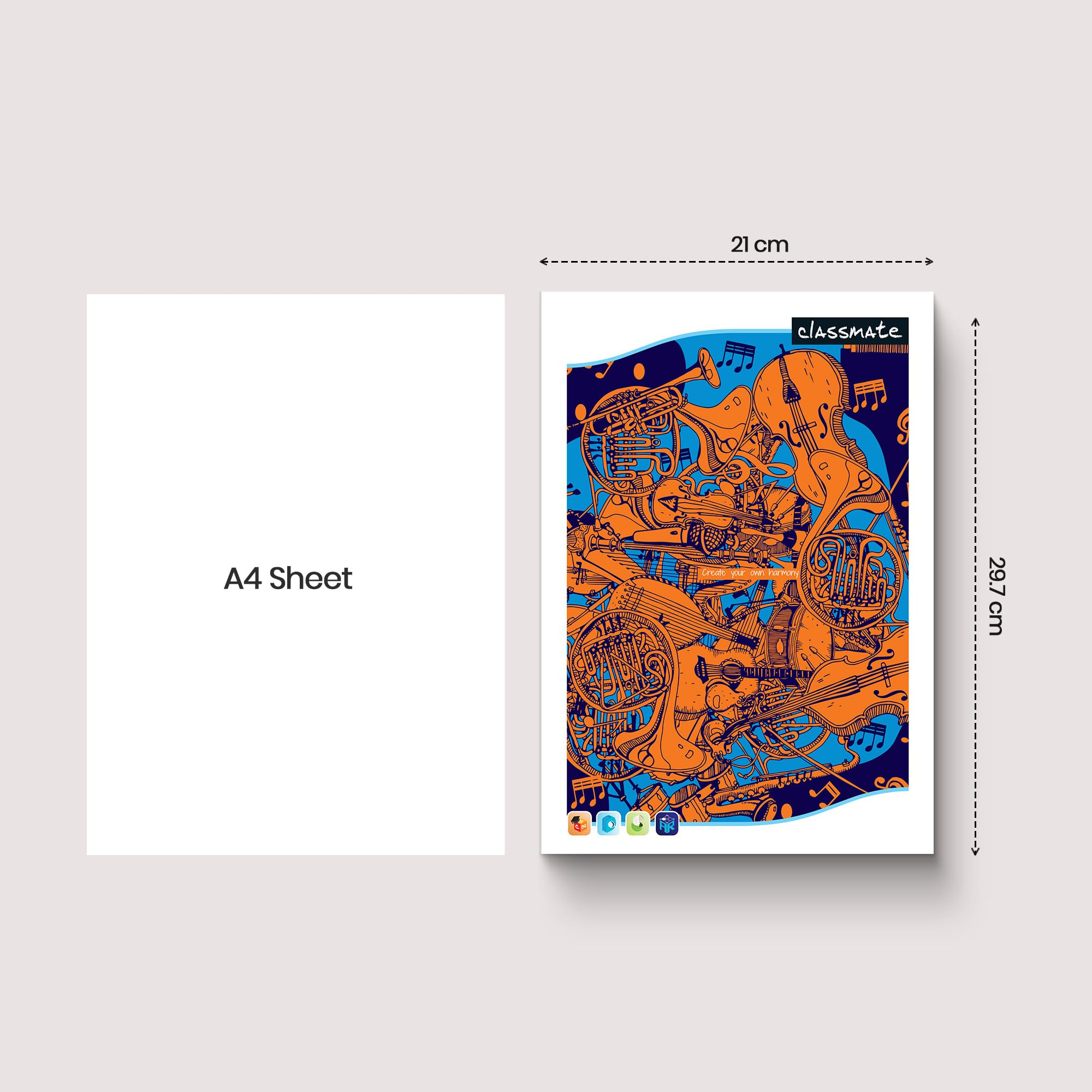 Classmate Long Book| 384 Pages | Single Line | 29.7cm x 21.0cm | Pack of 4 | Long Size Ruled Notebook for School Students 1