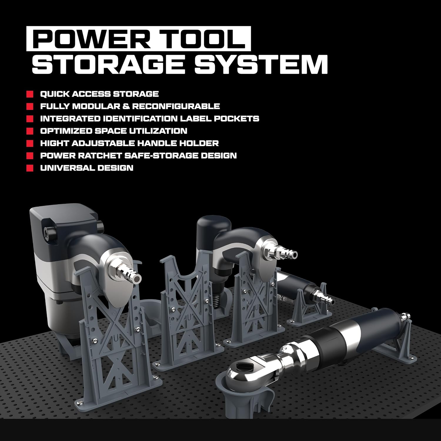 Prime Socket Bundle - Modular Socket Organizer & Tool Box Organizer, Wall Panel Tool Organization System - GREY