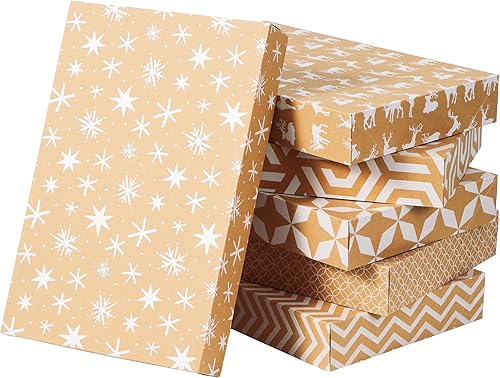 Miniatura 1 de JOYIN 12 cajas de Navidad, cajas de cartón kraft con patrón blanco de 17 x 11 x 2.5 pulgadas con tapa y base, ropa, cajas de regalo, camisas para