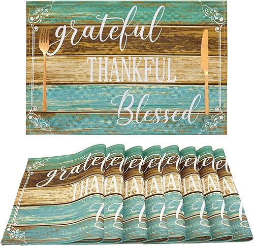 Miniatura 9 de Juego de 4 manteles individuales para mesa de granja, de lino, lavables, resistentes al calor, tela lavable, impermeable, rectangular, para cocina,