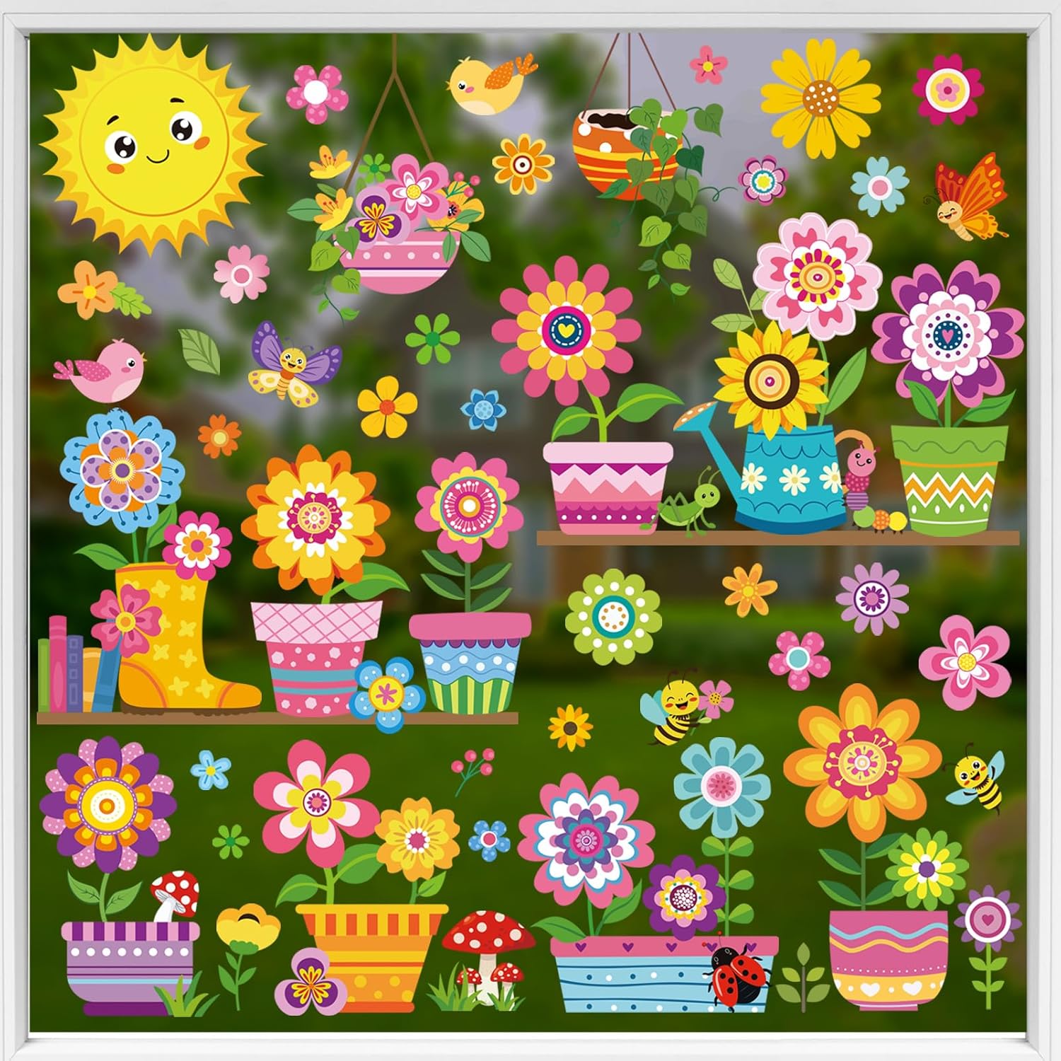 Vrolijke Lente Bloementuin - Geïsoleerd Op Wit Vector Illustratie - Illustratie van gebied, familie: 18630818