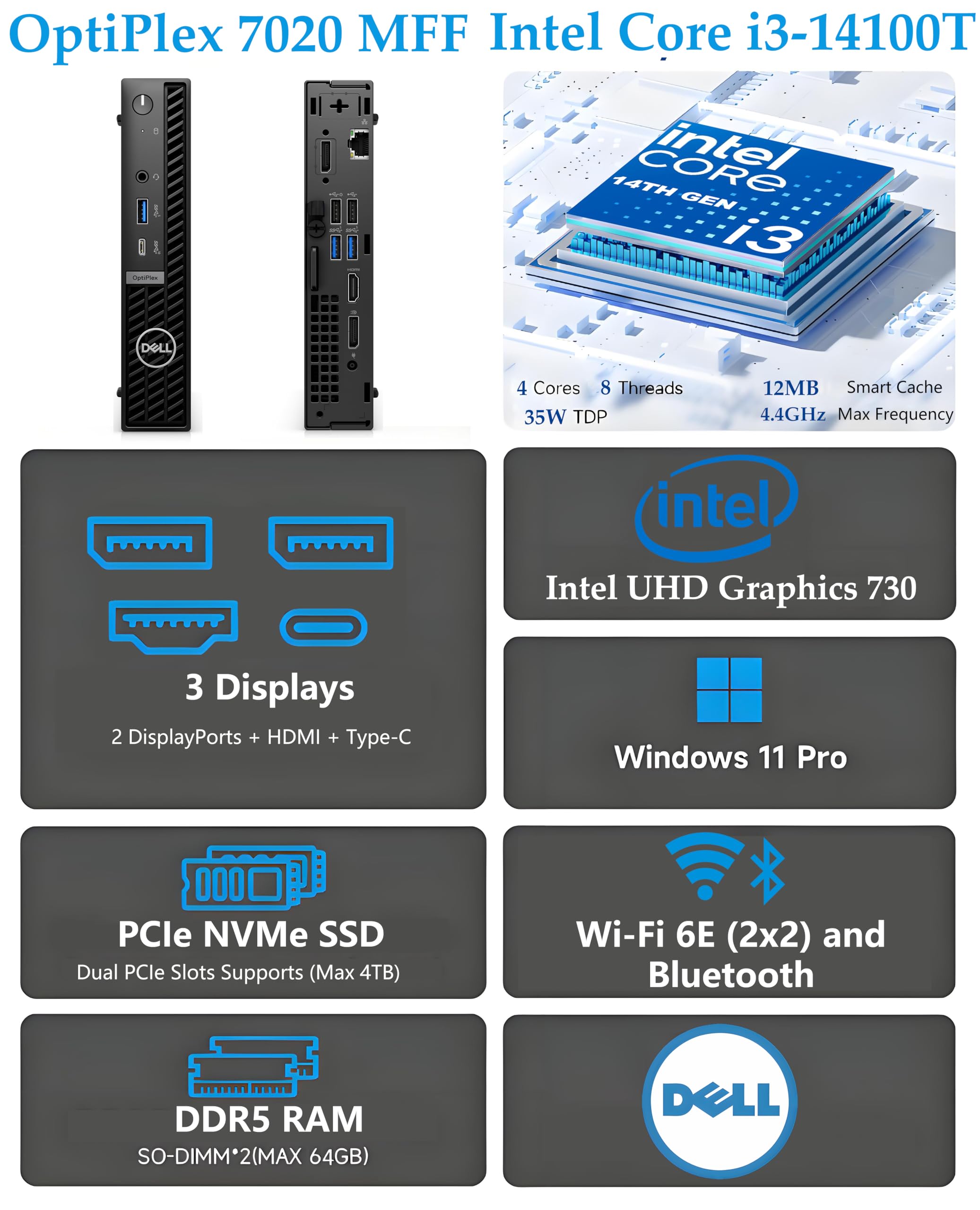 Amazon.com: Dell OptiPlex 7020 MFF 7000 Mini Business Desktop