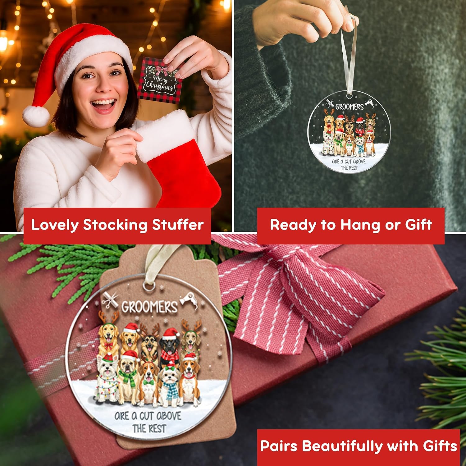 SUCHAGIFT Dog Groomer Ornament - Dog Groomer Gifts for Women - Pet Groomers Christmas Ornaments - Gifts for Dogs Groomers, Pet Grooming Salon Gift Ideas - Acrylic Christmas Ornament 2025 image 4