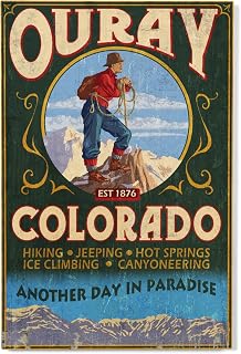 Lantern Press 12x18 Inch Premium Wood Sign, Ready to Hang Wall Decor, Ouray, Colorado, Vintage Sign