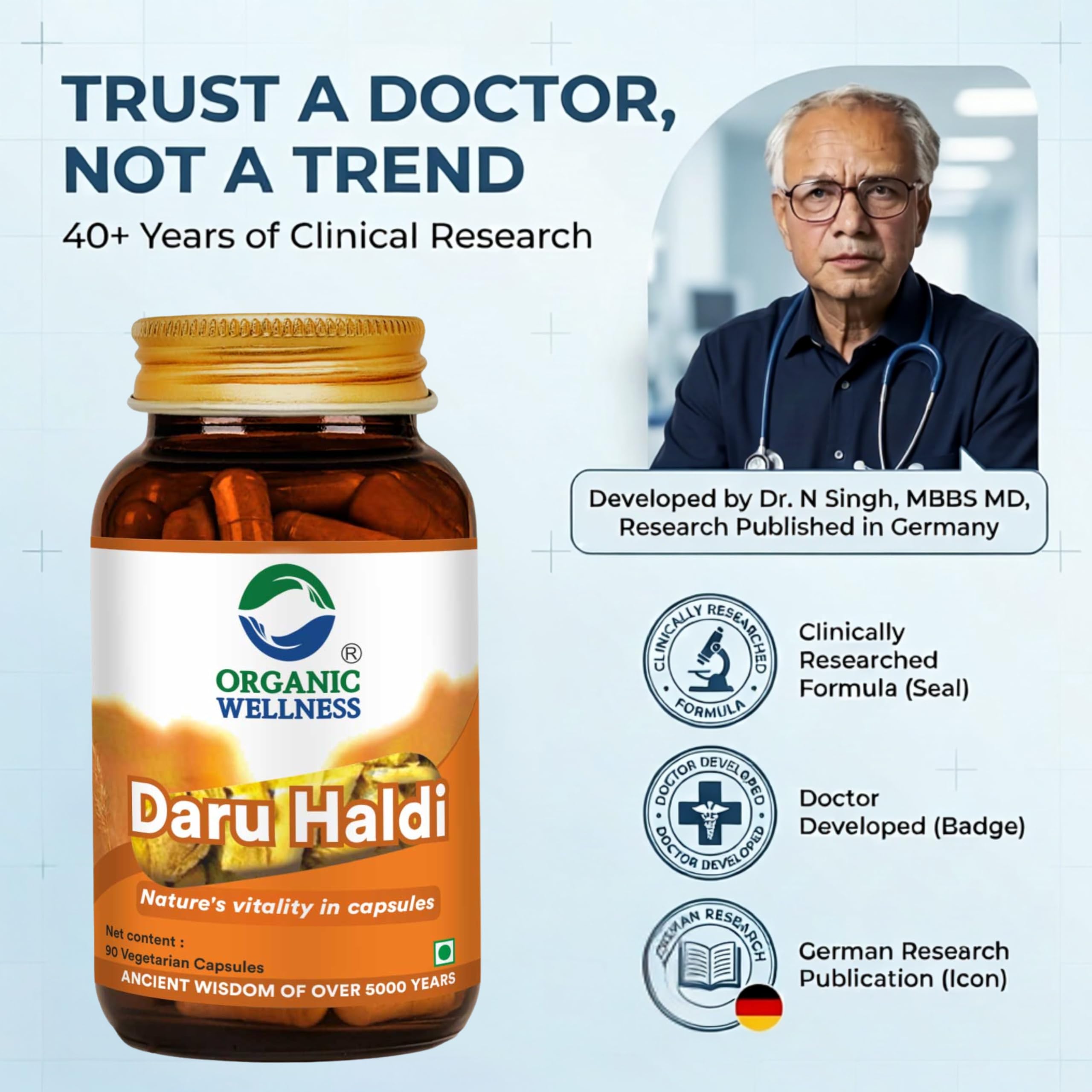 Organic Wellness Daru Haldi Capsule 90 Vegetarian Capsules Indian Berberry Supports Healthy Liver & Kidney Function — Amazon image 8