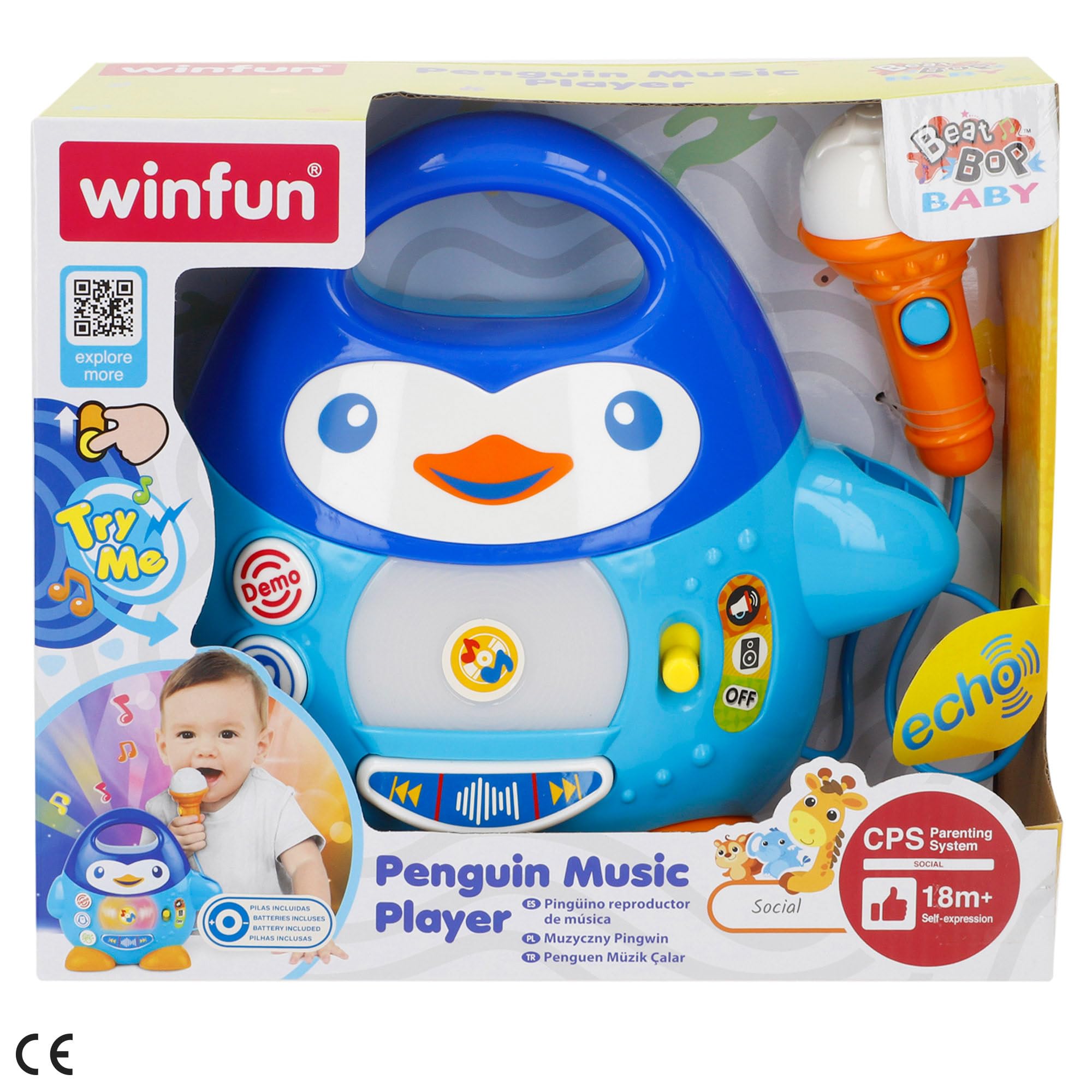Winfun Karaoke pingüino, Con micrófono, Juguetes musicales, Sonidos y melodías, Para cantar, Infantil, Creatividad, Imaginación, Regalo, Para niños, Para bebés, + 18 meses (44754)
