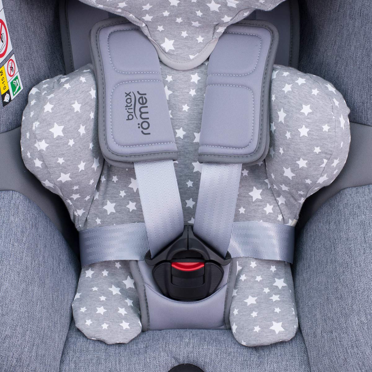 JYOKO KIDS Funda de algodón para reductor de silla de coche compatible con Romer Dualfix I-Size (White Star)