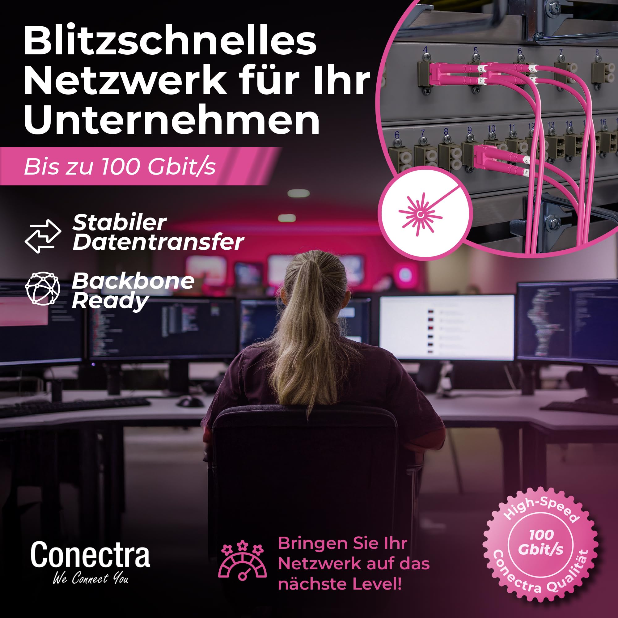 Câble de fibre optique OM4 de 30 m - Duplex - LC/UPC vers LC/UPC - Couleur magenta - Idéal pour les réseaux d'entreprise - Rallonge de fibre optique (longueur 20 m)