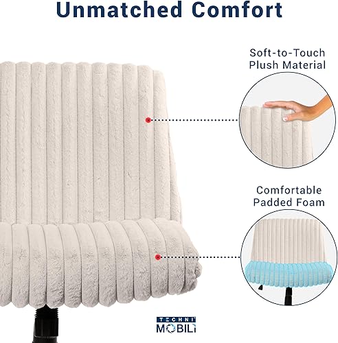 Miniatura 6 de Silla cruzada sin brazos, silla de escritorio de oficina extra ancha sin ruedas, asiento acolchado extra grande de 26 pulgadas para sentarse con