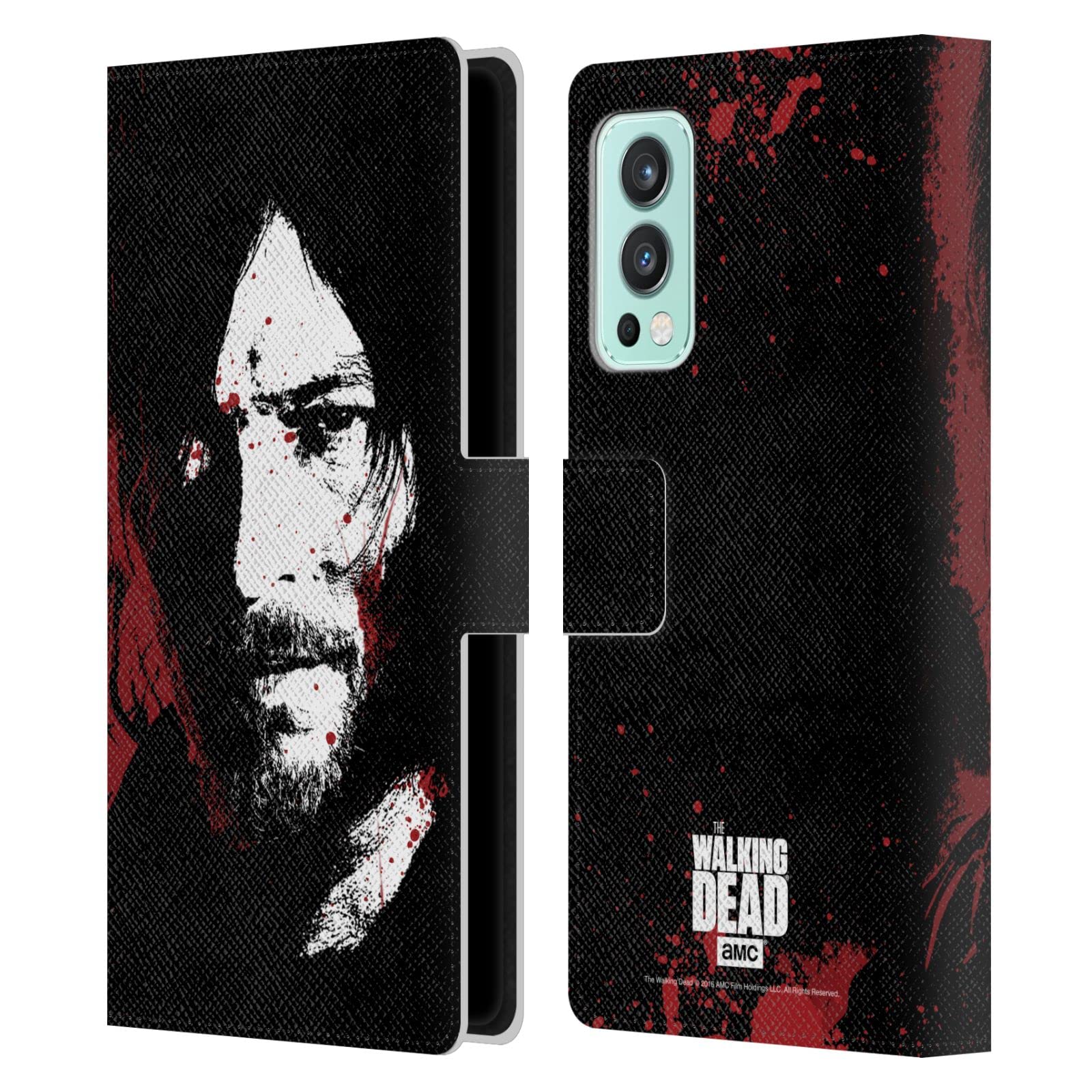 Head Case Designs Officially Licensed AMC The Walking Dead Blood Bath Daryl Gore Leather Book Wallet Case Cover Compatible with OnePlus Nord 2 5G