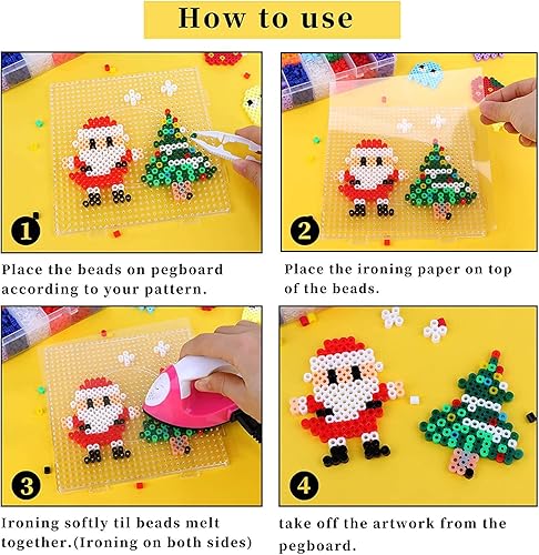 Miniatura 4 de Perler - Tableros de cuentas Dedoot de 18 piezas de 0.197 in, tablero de cuentas de plástico transparente con diseño de cuentas Perler (10 tablas +