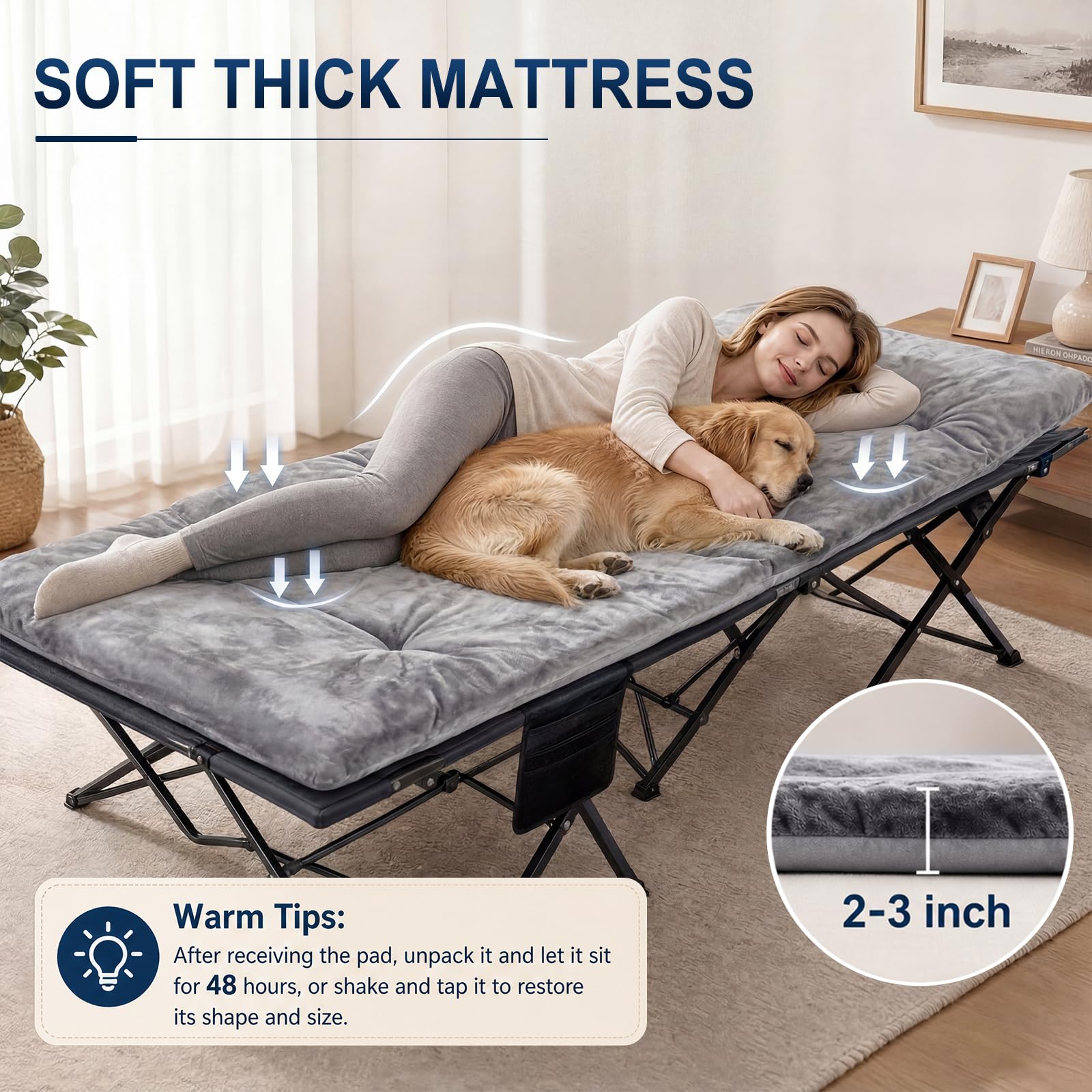 Surmatelas matelassé pour lit de bébé, 190,5 x 71,1 cm, en coton antidérapant pour lit de camp/camping-car superposé/lits jumeaux étroits, gris