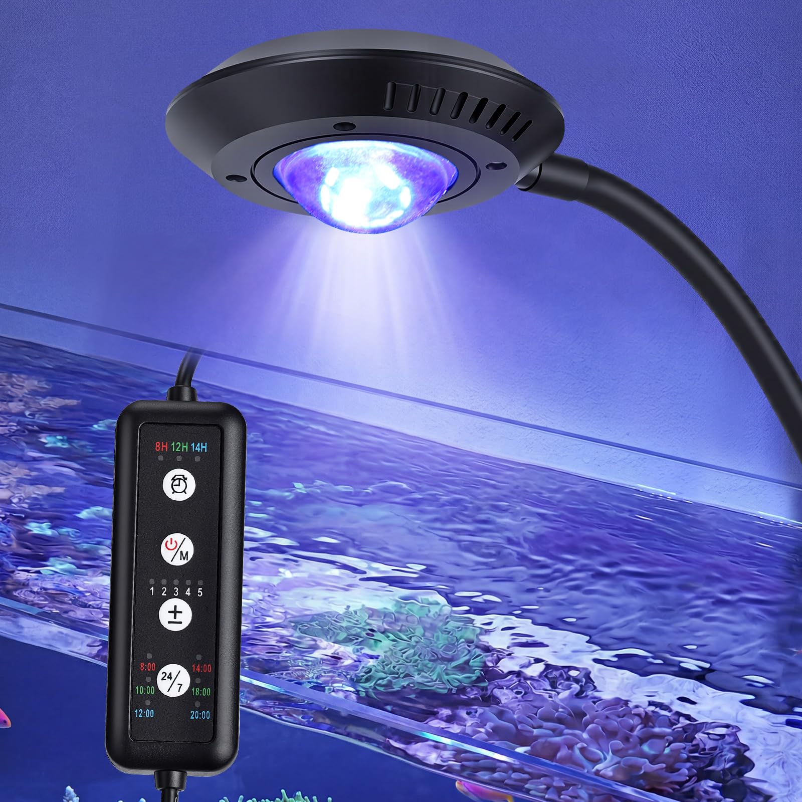Photo 1 of hygger 20W Nano Saltwater Light for 5-15 Gallon Tanks, Dimmable Reef LED with 24/7 Auto Cycle, 3 Modes & Timer for Soft Corals
