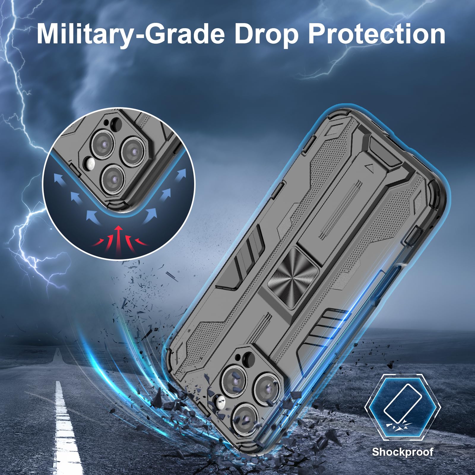 Funda para Xiaomi Redmi Note 15 Pro 5G, Carcasa Antigolpes con Soporte anular metálico, Case Protectora de Grado Militar, Azul — view 323