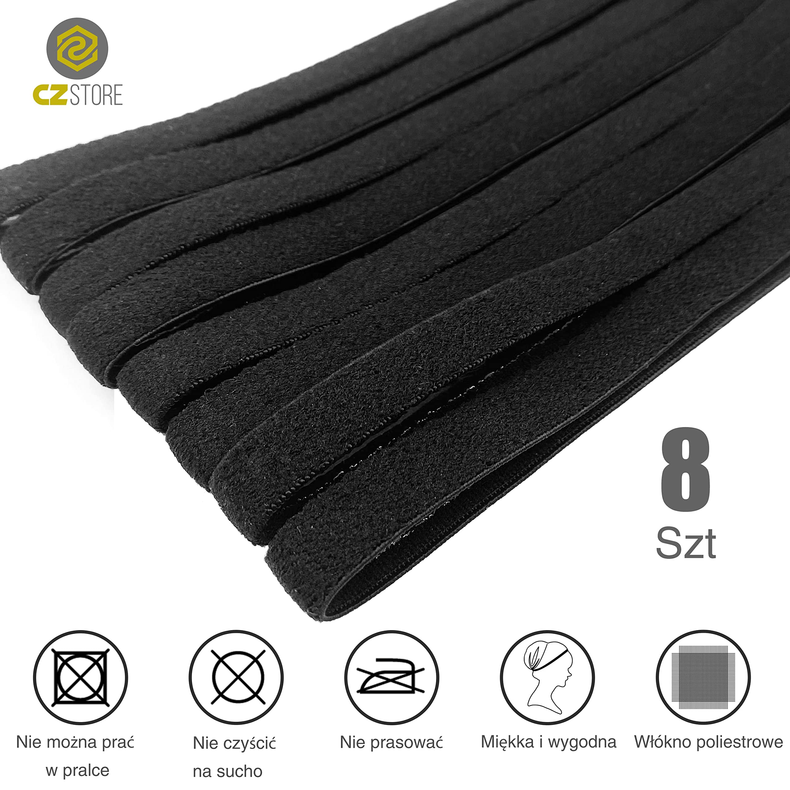 Opaska Sportowa na Głowę - 20 cm Długości, 8-Pak - ✮DOŻYWOTNIA GWARANCJA✮ - Sportowe Opaski Fitness - Rozciąga się do 70 cm - Opaska Treningowa do Włosów i na Uszy - Akcesoria Sportowe