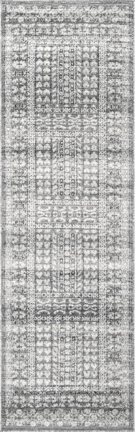 nuLOOM Melina Distressed Grecian Runner Rug, 2' x 6', Gray