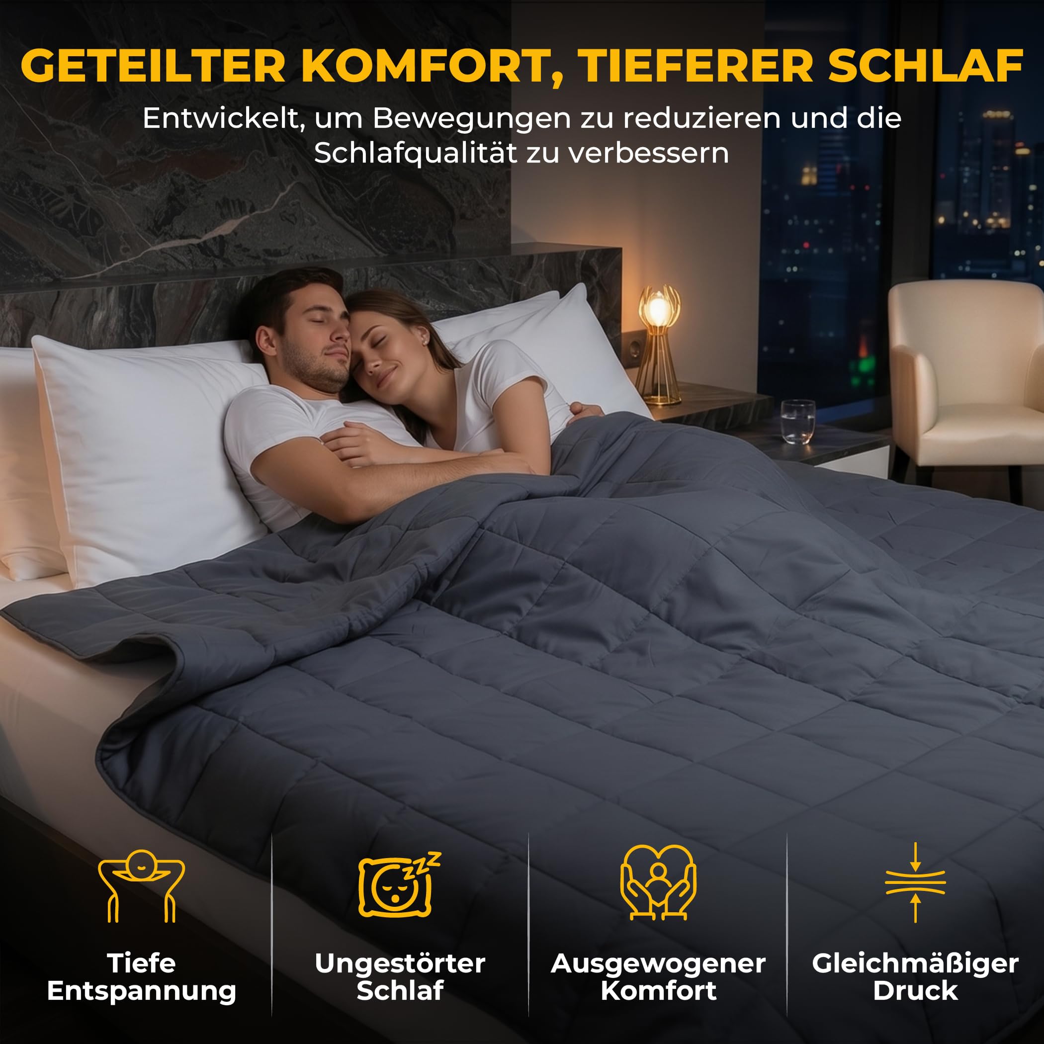 SLEEP COMFY Gewichtsdecke 9 kg 150x200 cm Oeko-Tex Zertifizierte Kühlende Anti-Stress Decke