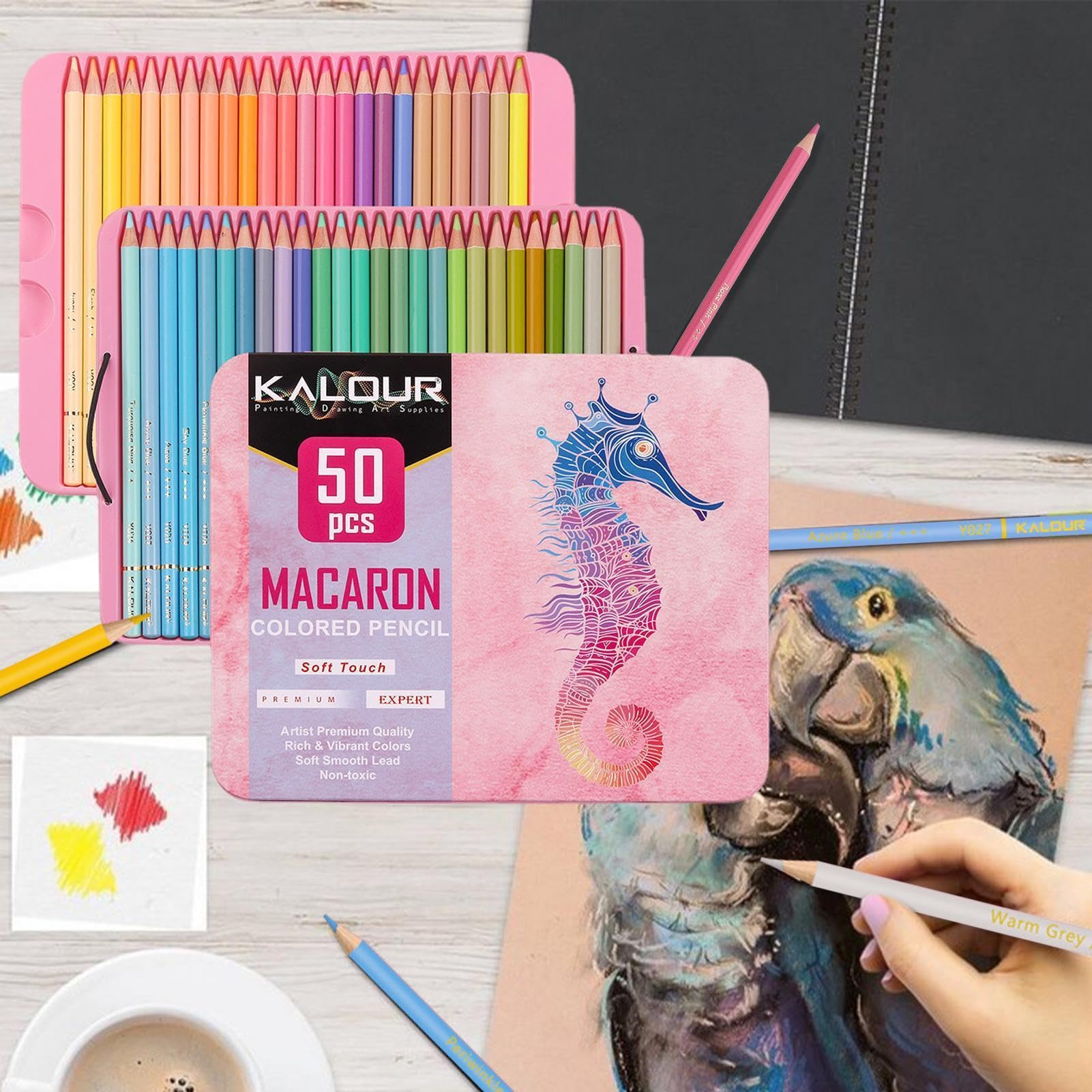 Lot de crayons de couleur en vrac – 50 nuances de crayons pré-taille