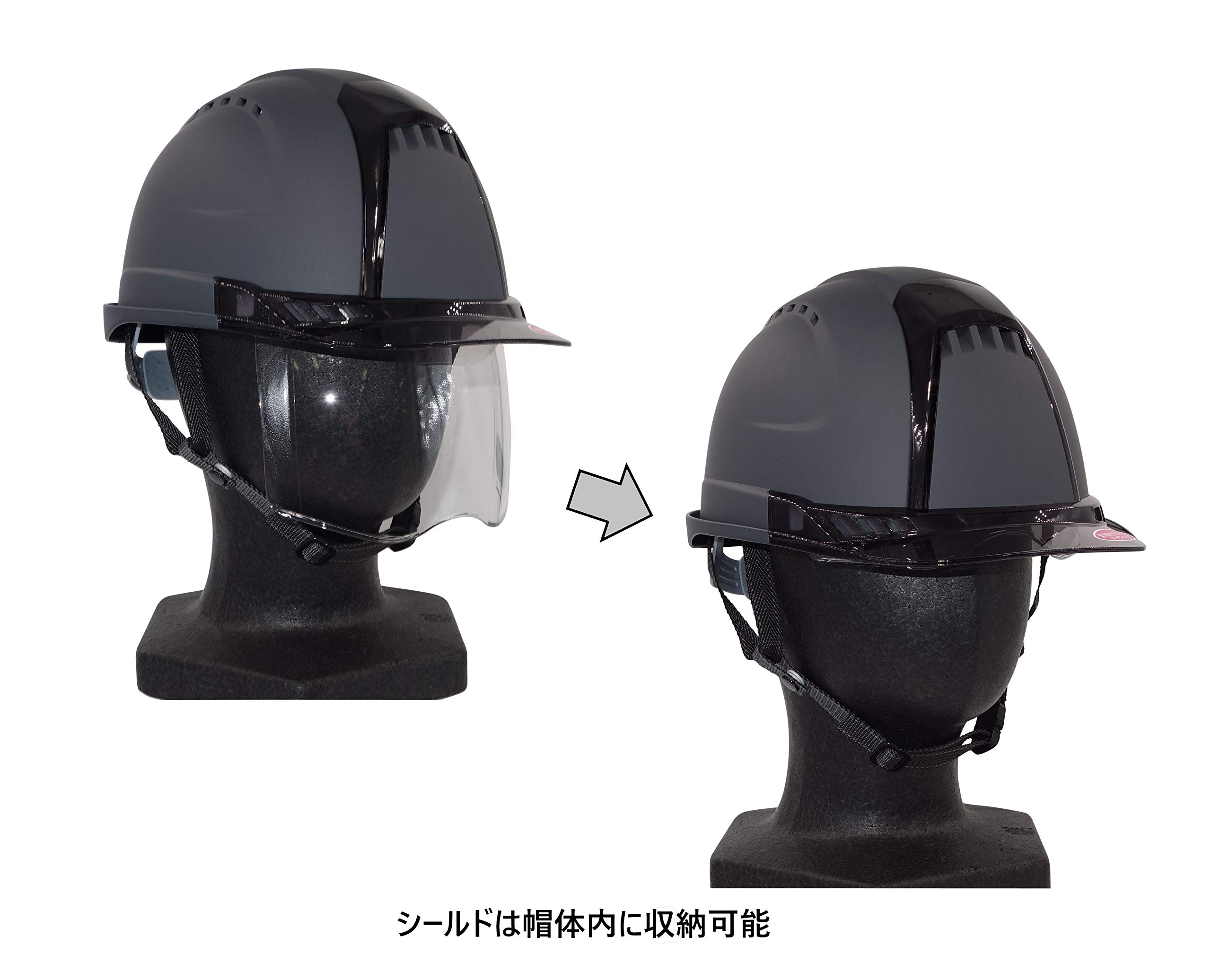 TOYO(トーヨーセフティー) シールド付きヘルメット ヴェンティープラス つや消しダークグレー(マット塗装) トーヨーセフティー ｘ  GranGear(グランギア) コラボ商品 No.391F-SC