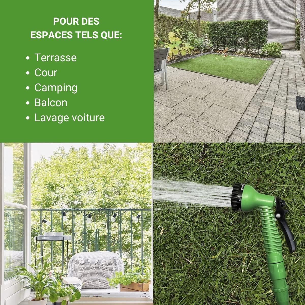Tuyau Extensible à Pression d'Eau Xpansy C2607A 7,5 mètres Vert