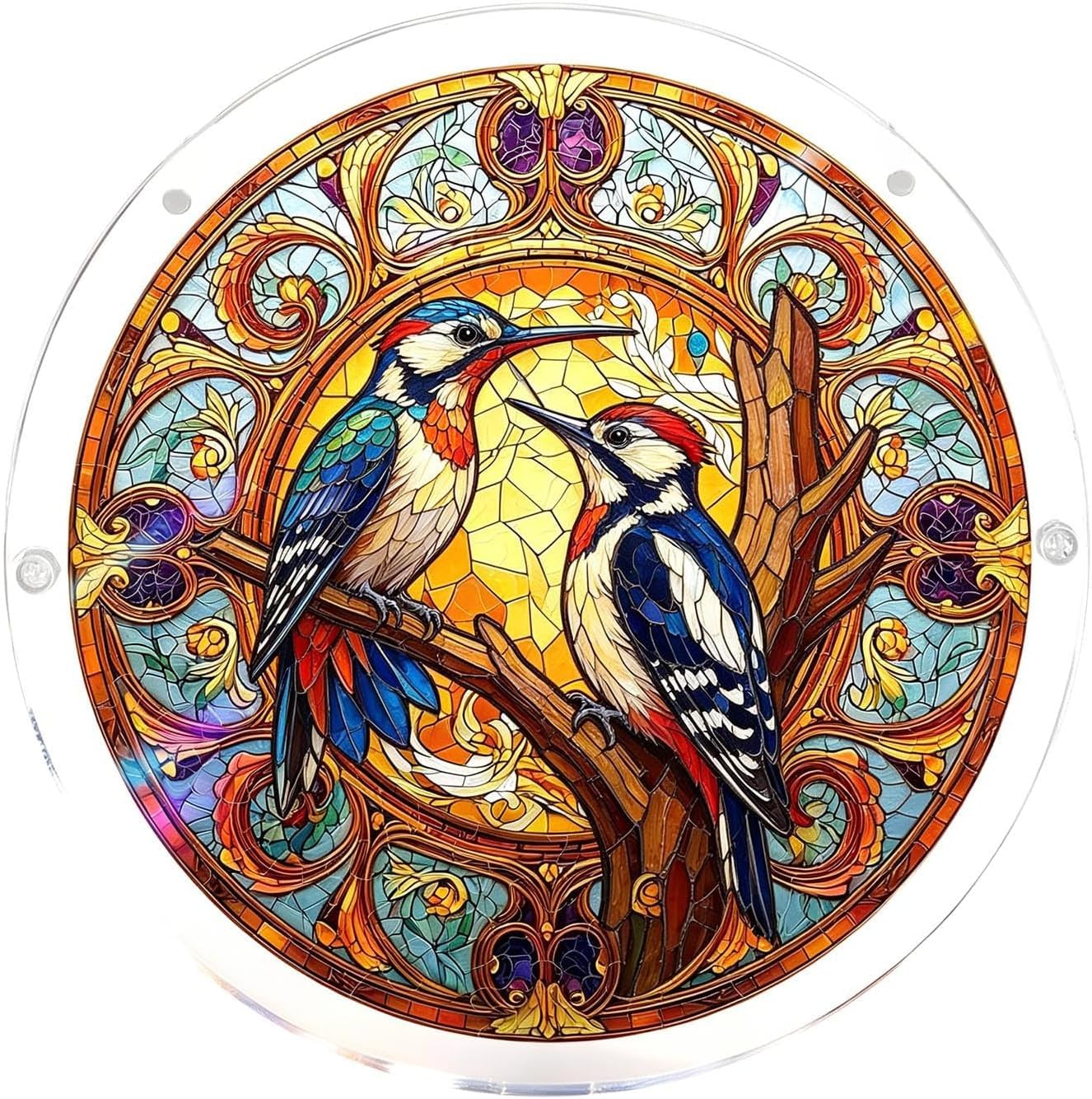 Birds- Acrylic Jigsaw Puzzles Suncatcher, 8.2 Inch Window Hanging Suncatcher Acrylic Puzzle, DIY Home Decor Art Gift