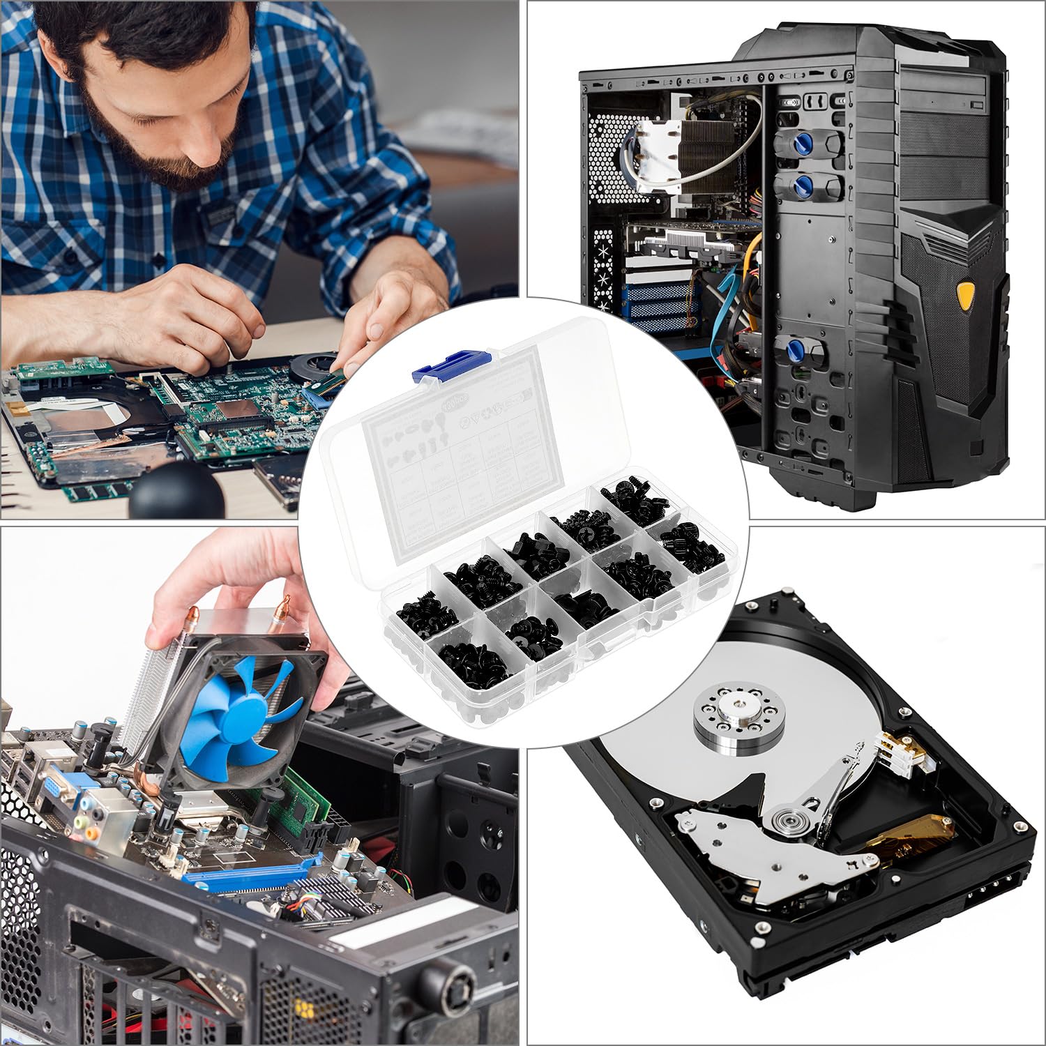 QWORK® 420 sztuk śrub do komputera, śruby montażowe SSD, do obudów PC, płyt głównych