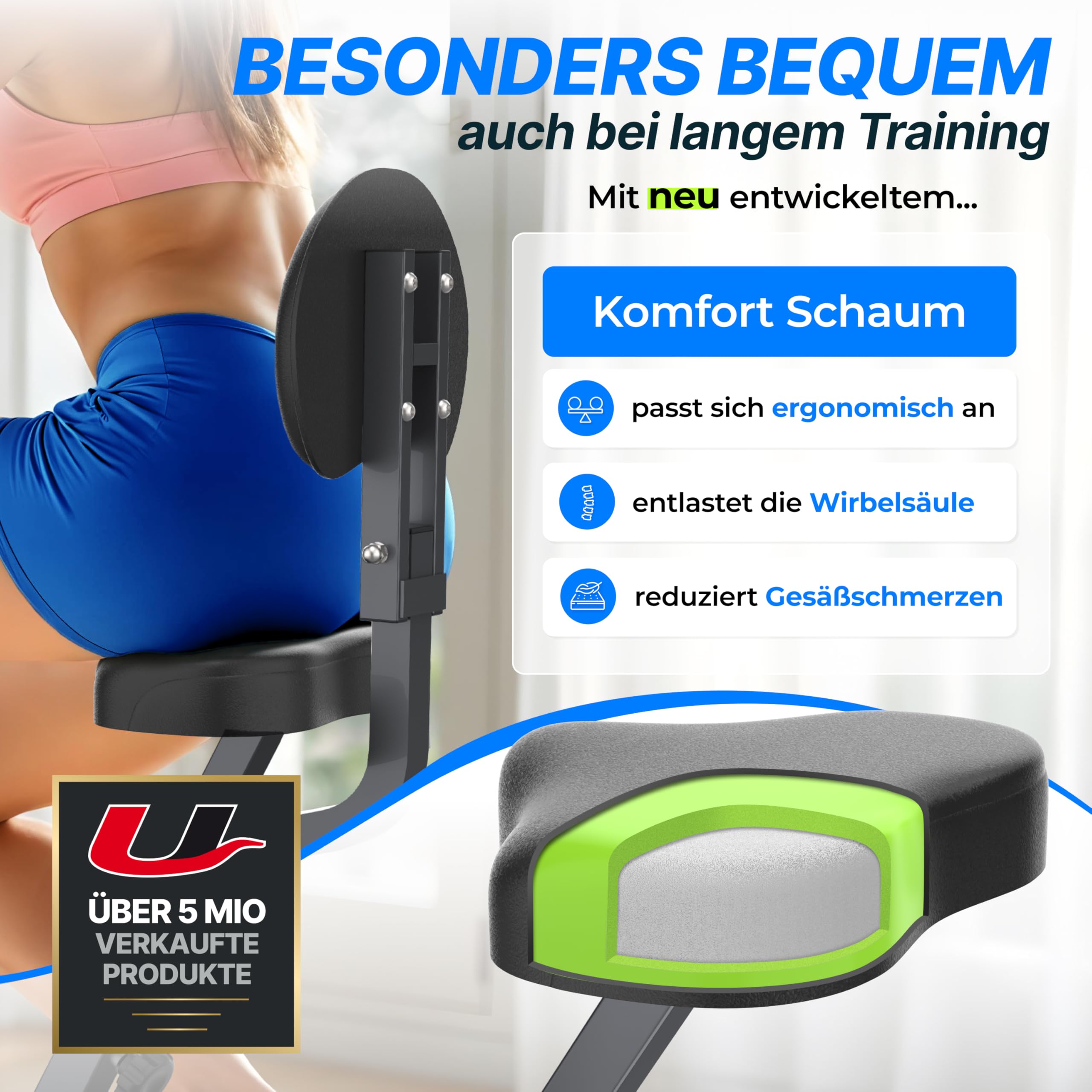 Ultrasport F-Bike 150/200, Heimtrainer, 8 Widerstandsstufen, Tablethalterung, Handpulssensoren, faltbar, platzsparend, LCD Display, für Sportler und Senioren