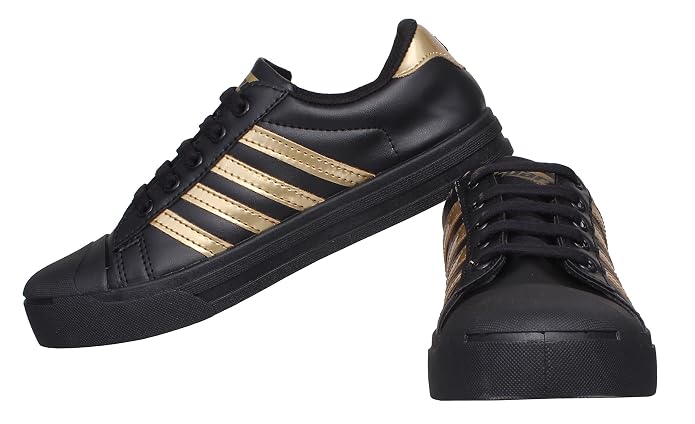 Trending Shoes Black Golden at Amazon 