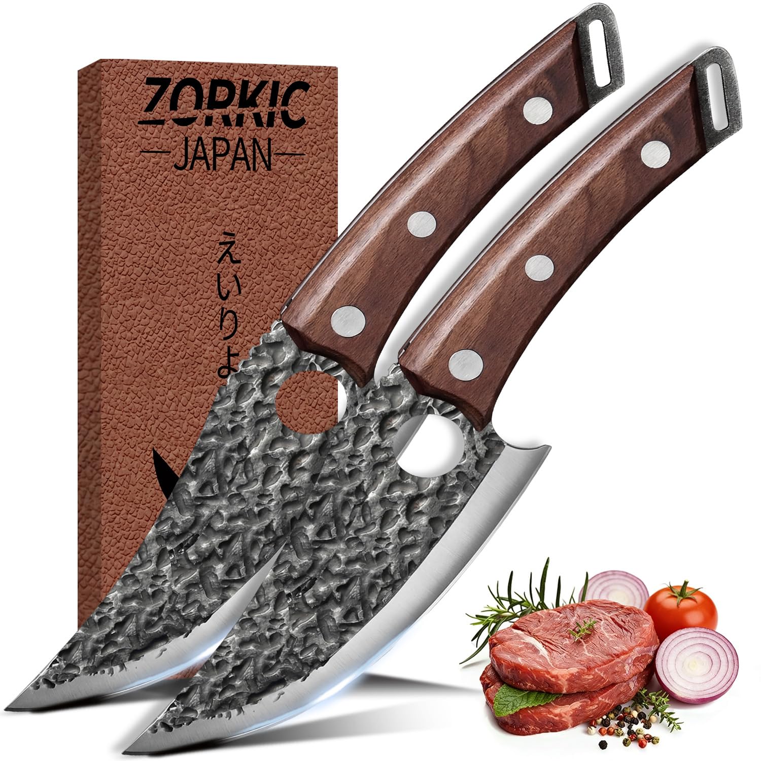 Viking Knife, Butcher Knife Hand Forged Boning Knives, Japanese Paring knives Kitchen Chopping for Meat Cutting Chefs Cleaver Camping Cooking, BBQ, Gifts for Men — Amazon image 10