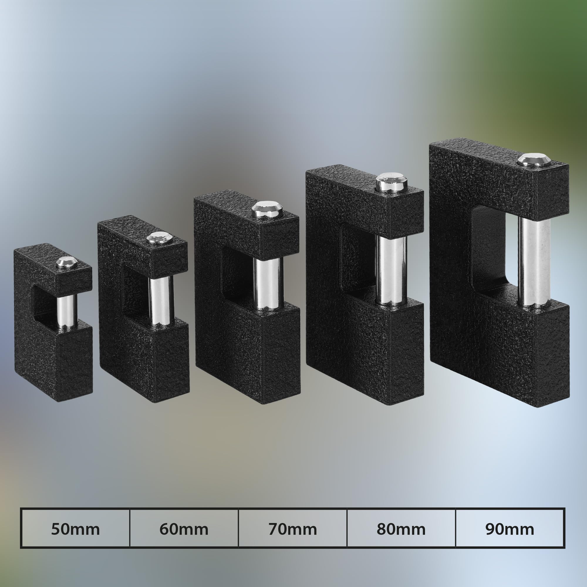 KOTARBAU® Żeliwna kłódka 50 mm, monoblokowa kłódka ze trzpieniem, zabezpieczenie przed włamaniem, zamek pałąkowy, hartowany, masywny zamek, czarny