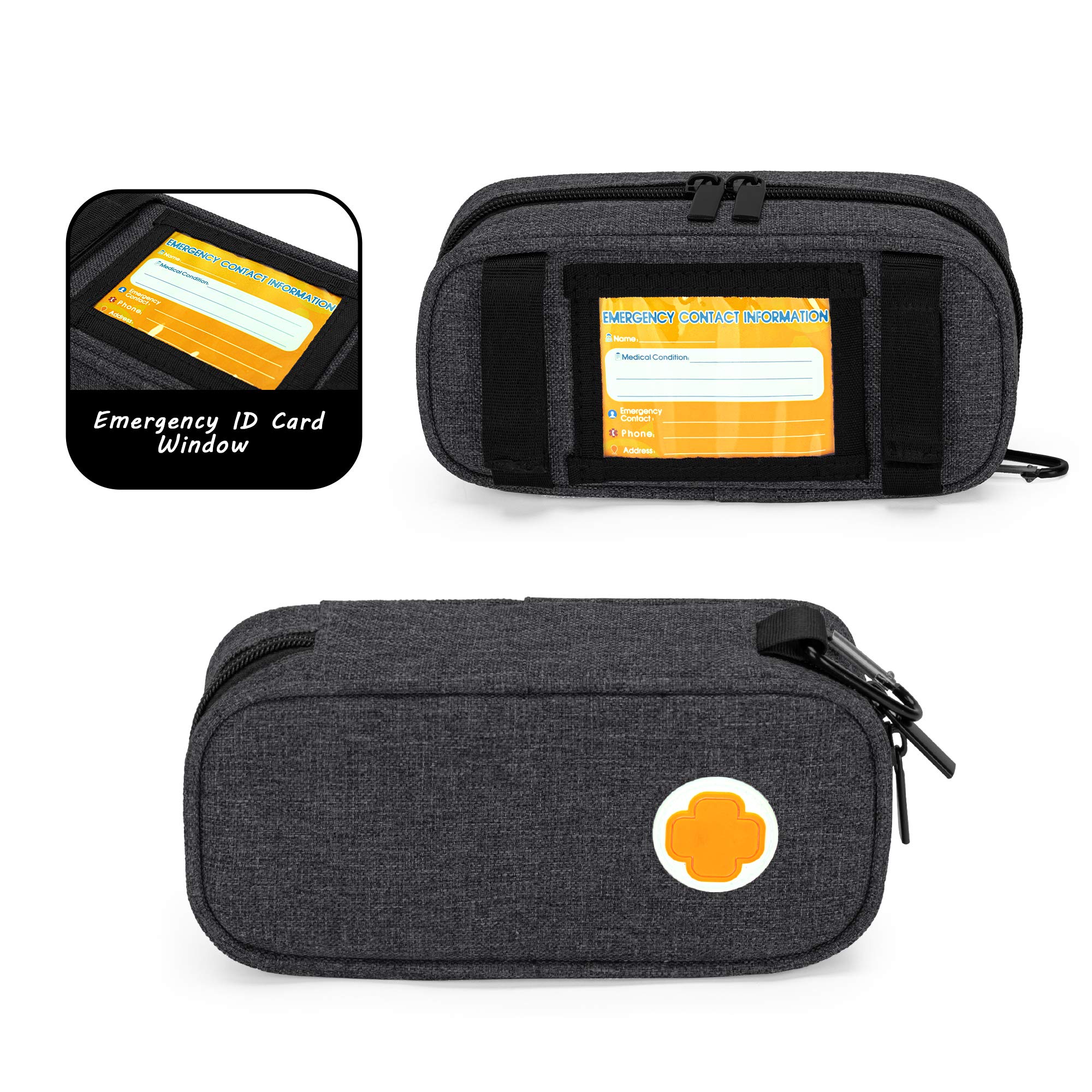CURMIO Borsa da trasporto in Epipen isolata, borsa portatile per medicinali per 2 EpiPen, Auvi-Q, siringhe, fiale, spray nasale, casa e viaggio, Nero