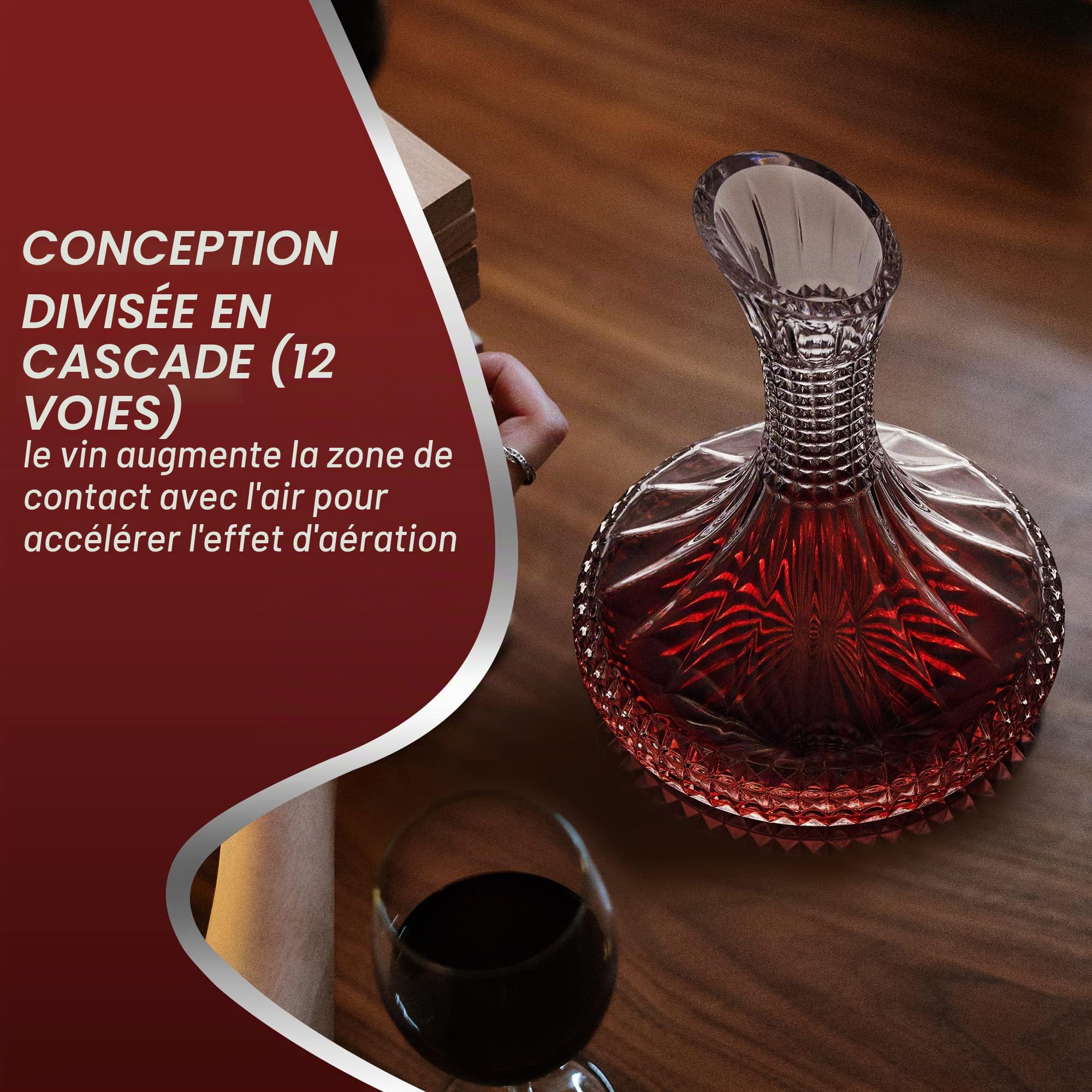 Carafe à vin épaisse avec boîte cadeau, carafe en verre de cristal gravée, cadeau élégant et œuvre d'art – Bouteille complète 1,559 g