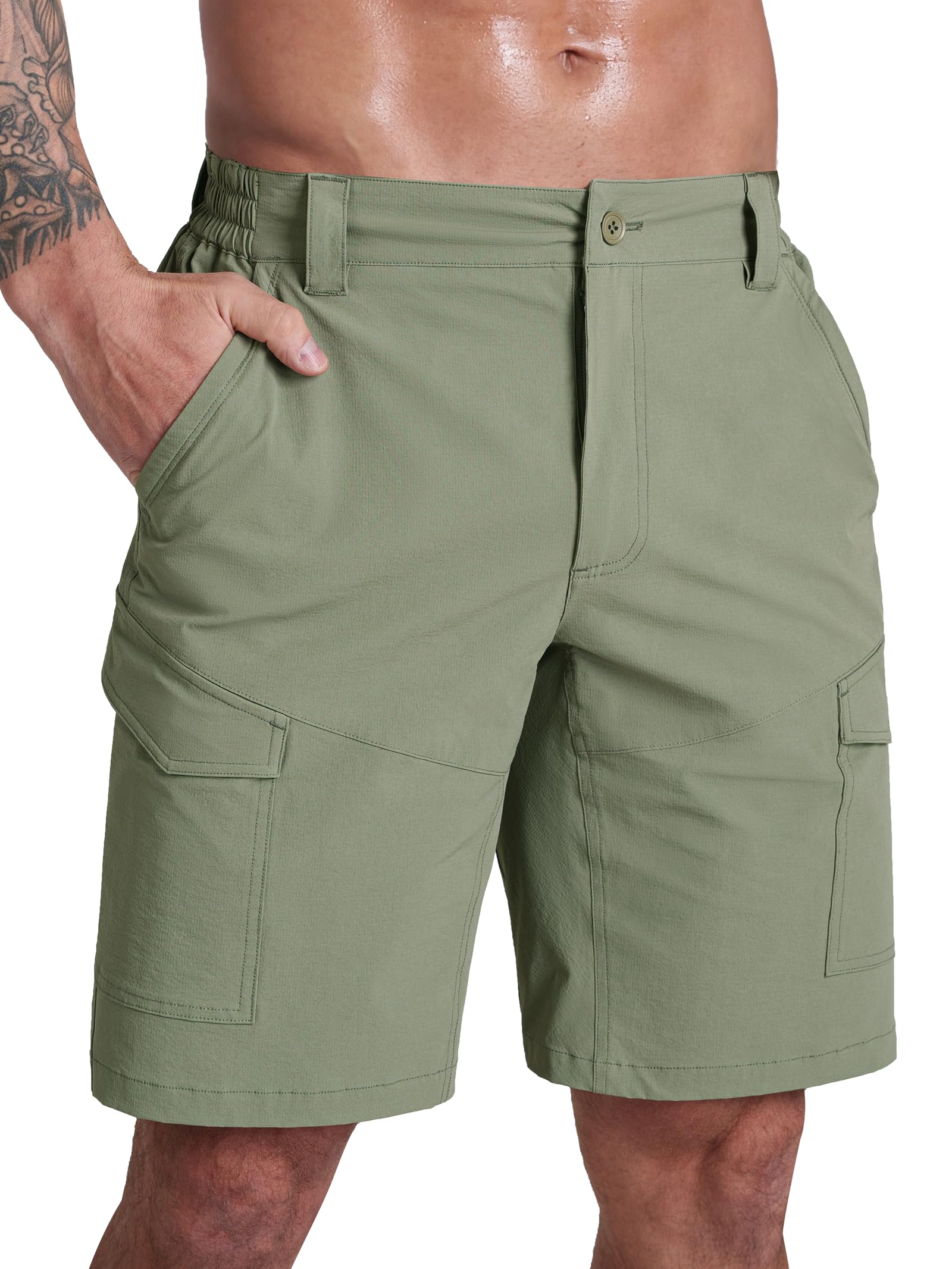Flyplus Kurze Hosen Herren Cargo Shorts Sommer Leichte Schnelltrocknend Chino Shorts Mit 6 Taschen Atmungsaktiv Stretch S-3XL