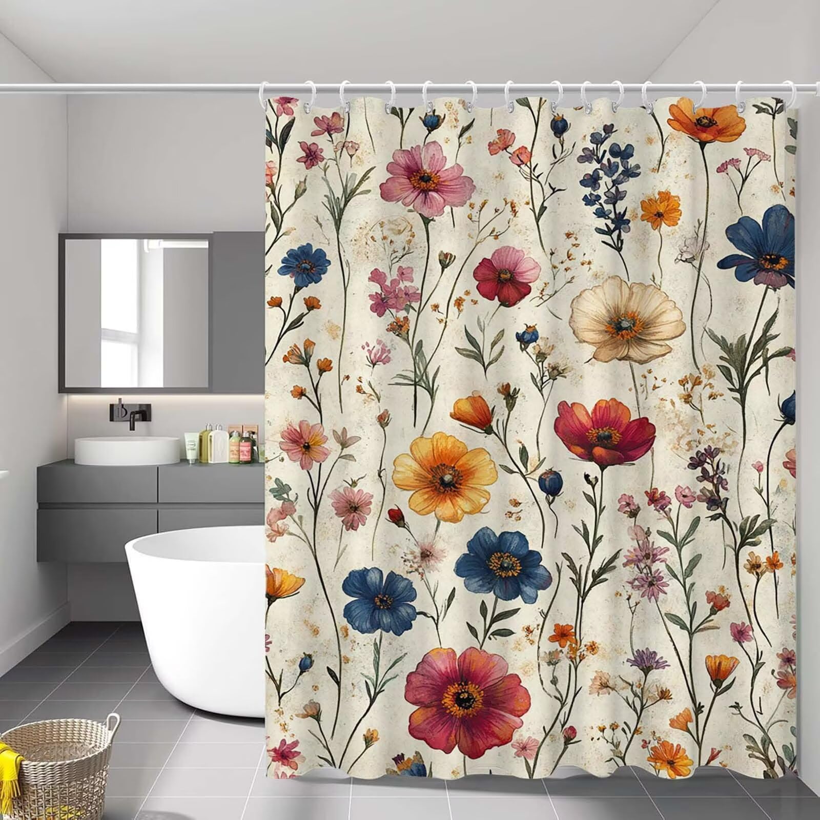 Rideau de douche séchage rapide à ourlet lesté anti-adhérence en polyester